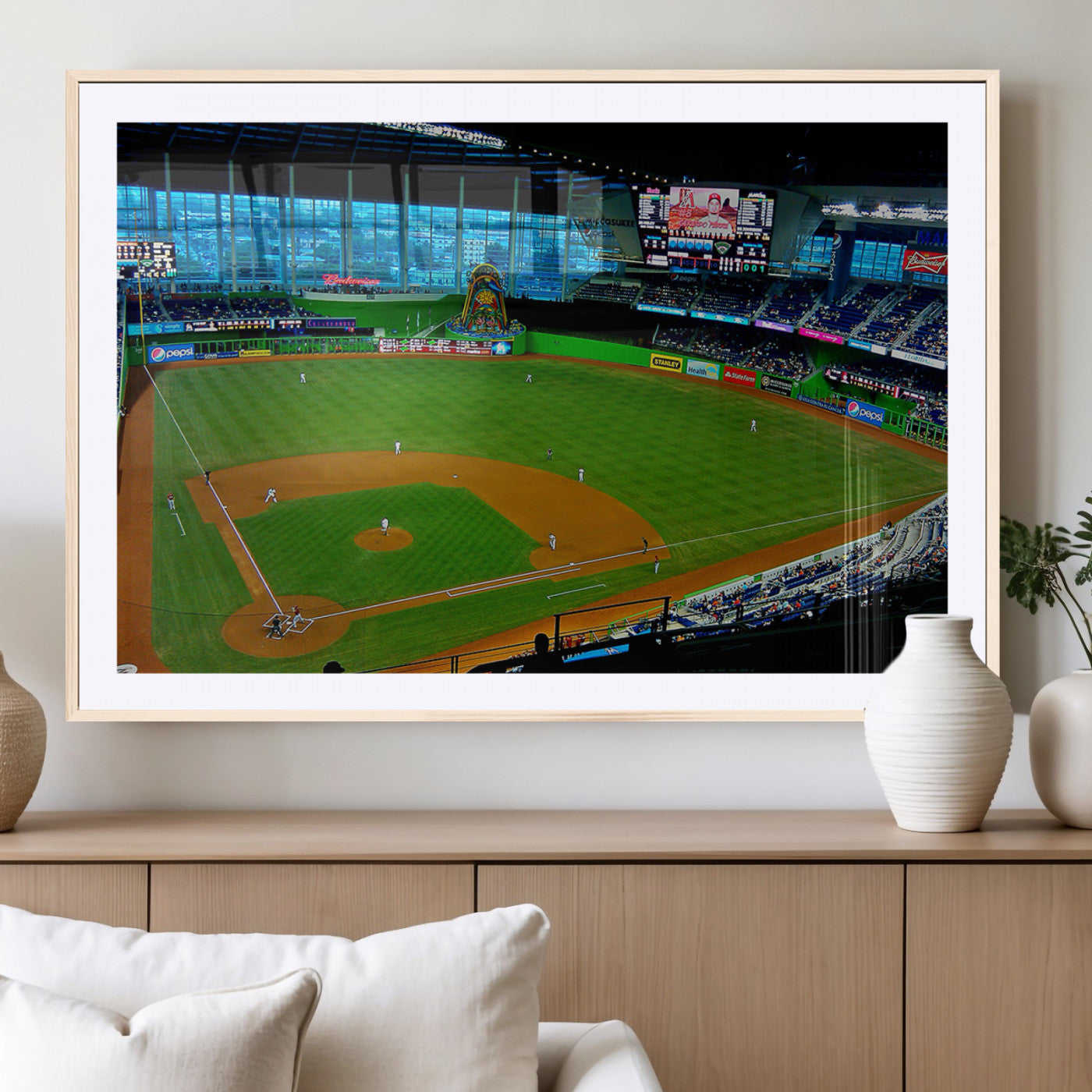MGC-FP-36x24 - Miami Marlins Baseball Team Print - Miami LoanDepot Park Stadium Wall Art Canvas Print
