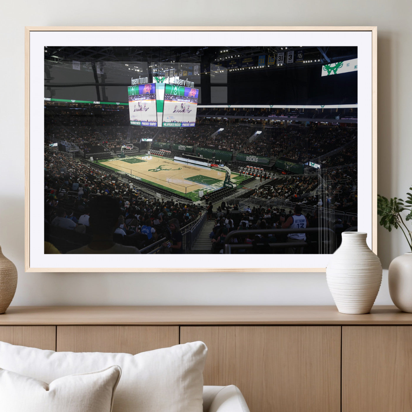 MGC-FP-36x24 - Milwaukee Bucks Basketball Print - Fiserv Forum Stadium Wall Art Canvas Print