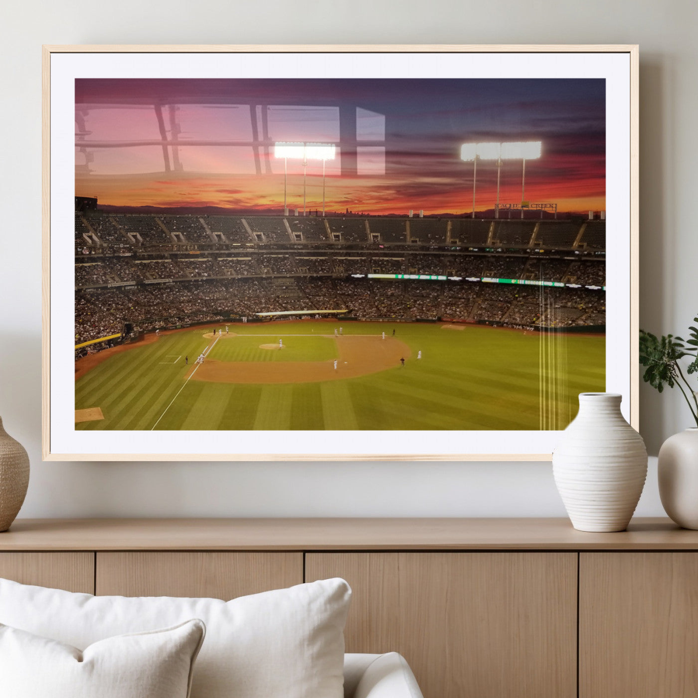 MGC-FP-36x24 - Oakland Athletics Baseball Team Print - Oakland Coliseum Stadium Wall Art Canvas Print