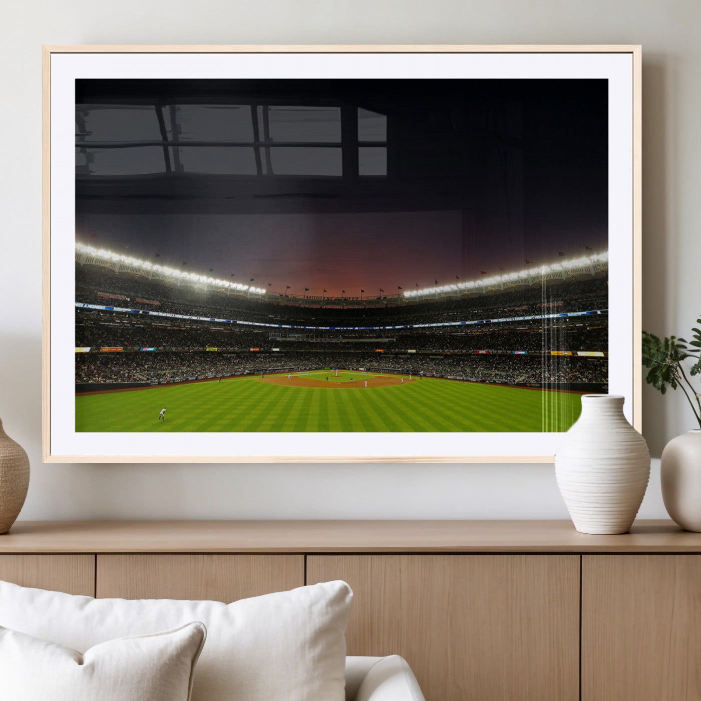MGC-FP-36x24 - Yankee Stadium Night Game Triple Canvas, Yankee Stadium Canvas Wall Art - New York Yankees MLB Match