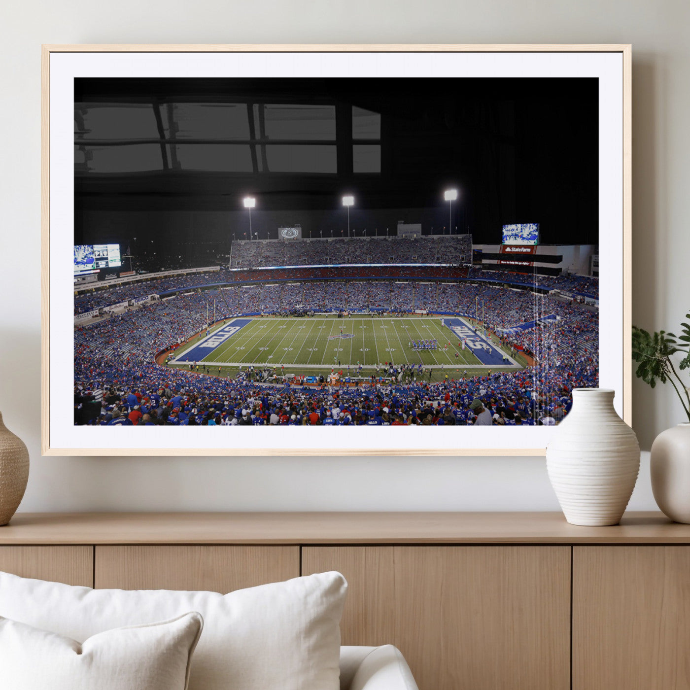 MGC-FP-36x24 - Buffalo Bills Wall Art - Buffalo Bills Stadium Canvas Print, Perfect Sports Decor for Living Rooms,
