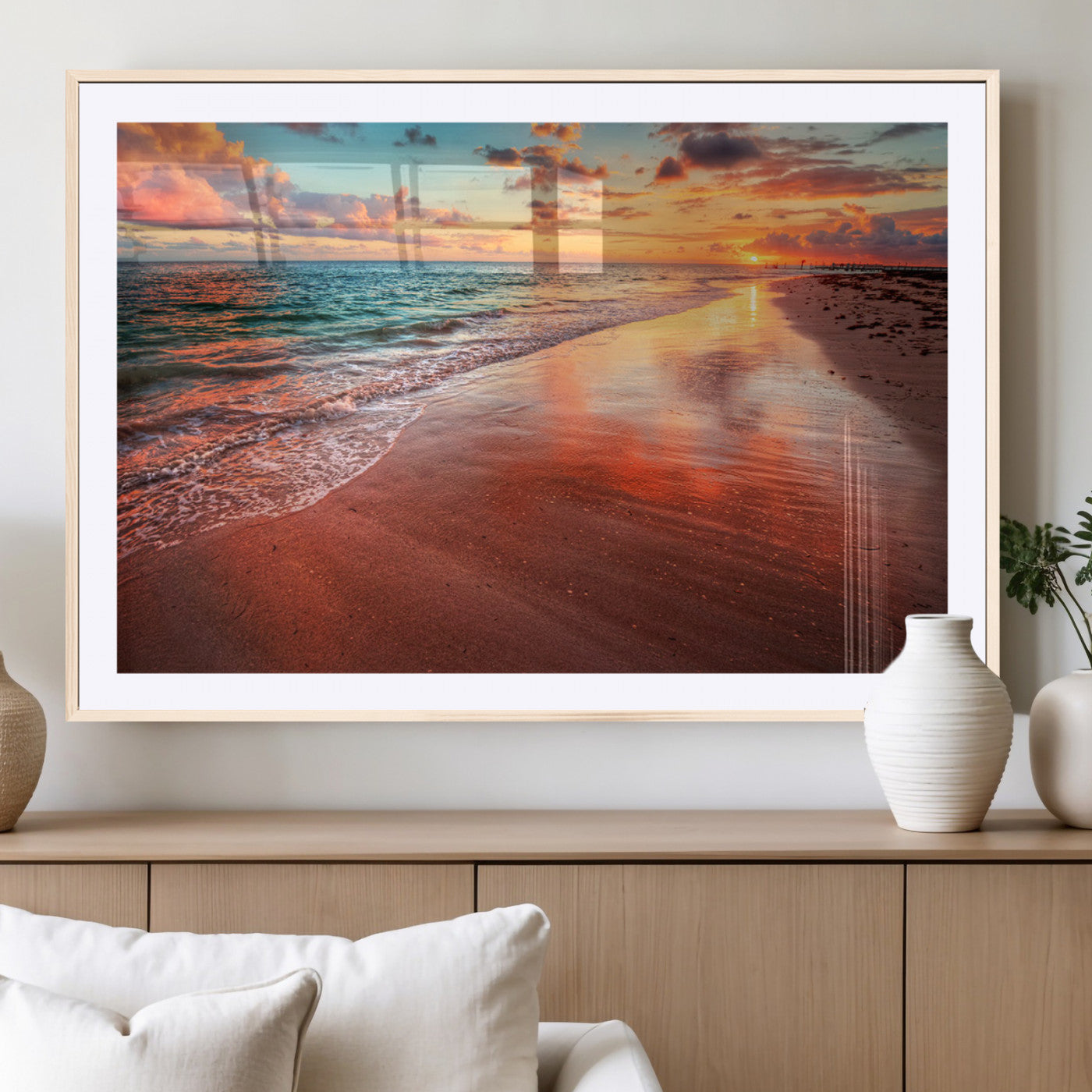 MGC-FP-36x24 - Sunset Beach Wall Art | Ocean Canvas Print | Coastal Wall Art | Tranquil Sunset Canvas Print