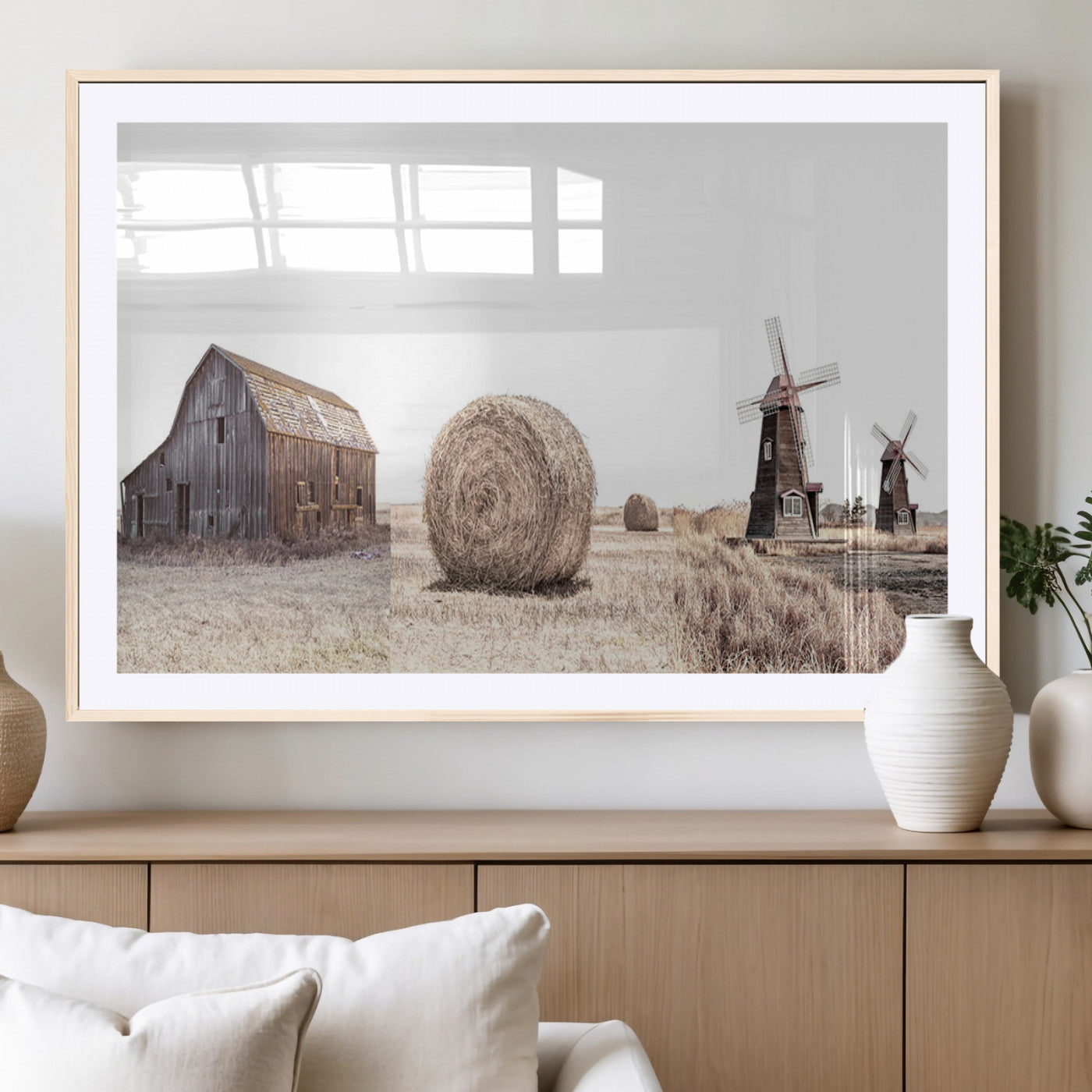 MGC-FP-36x24 - Farm Prints Set, Set of 3 Farmhouse Wall Art, Country House Decor, Barn Print, Wheat Print,