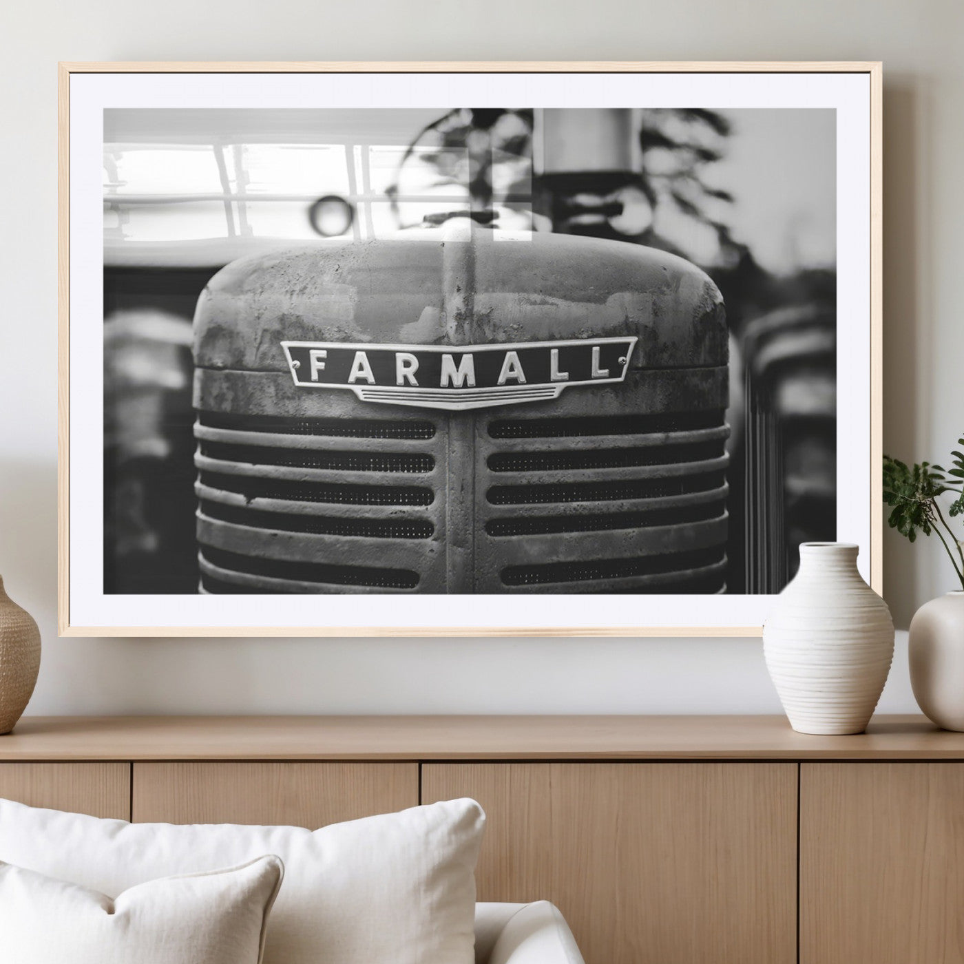 MGC-FP-36x24 - Vintage Farmall Tractor Wall Art Canvas Print, Rustic Farmhouse Decor Ready to Hang