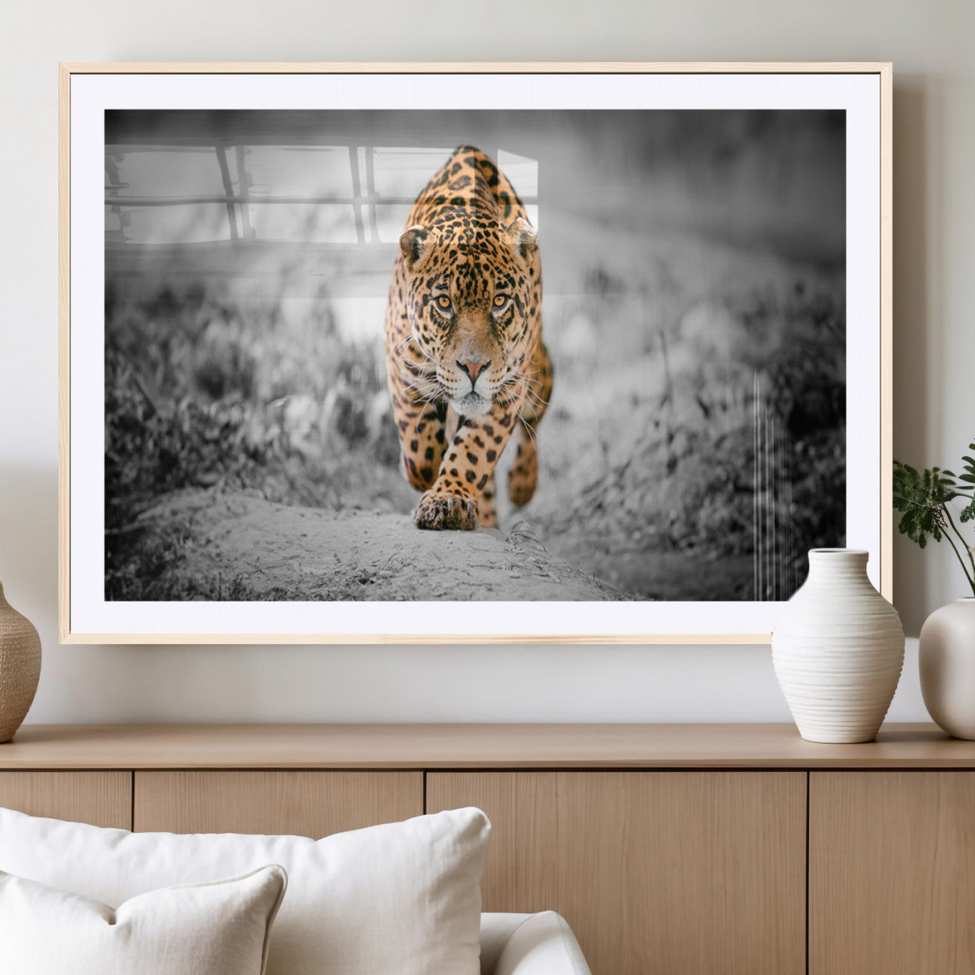 MGC-FP-36x24 - Jaguar Wall Art Canvas Print - Majestic Big Cat in Focused Pursuit - Ready to Hang