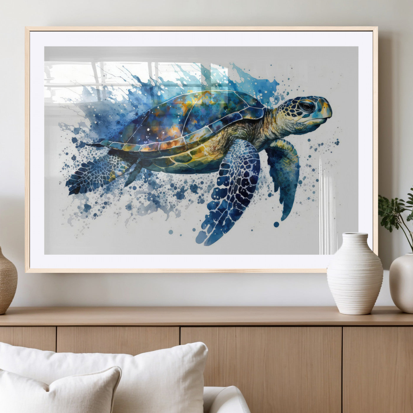MGC-FP-36x24 - Watercolor Turtle Wall Art Canvas Print for Decoration