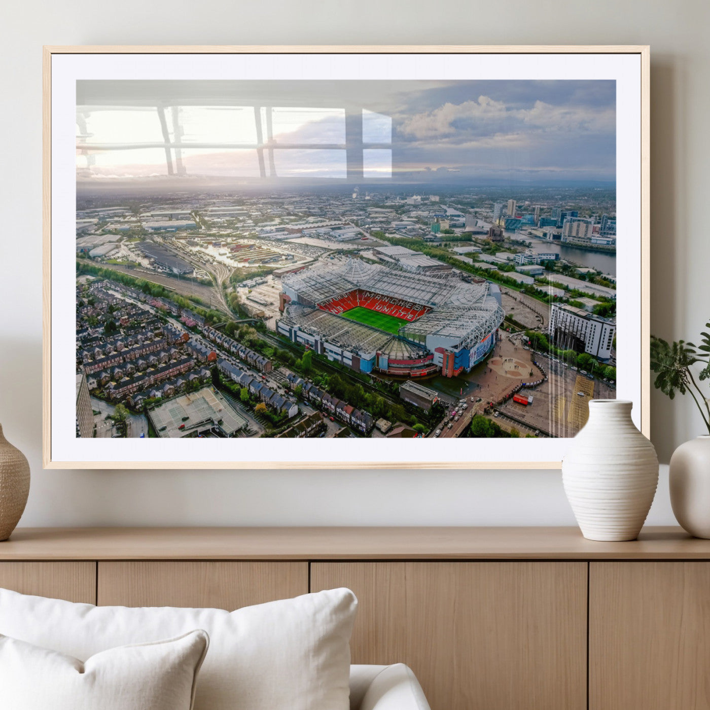 MGC-FP-36x24 - Old Trafford Manchester United Stadium Wall Art Canvas Print - Aerial View Stadium, Old Trafford