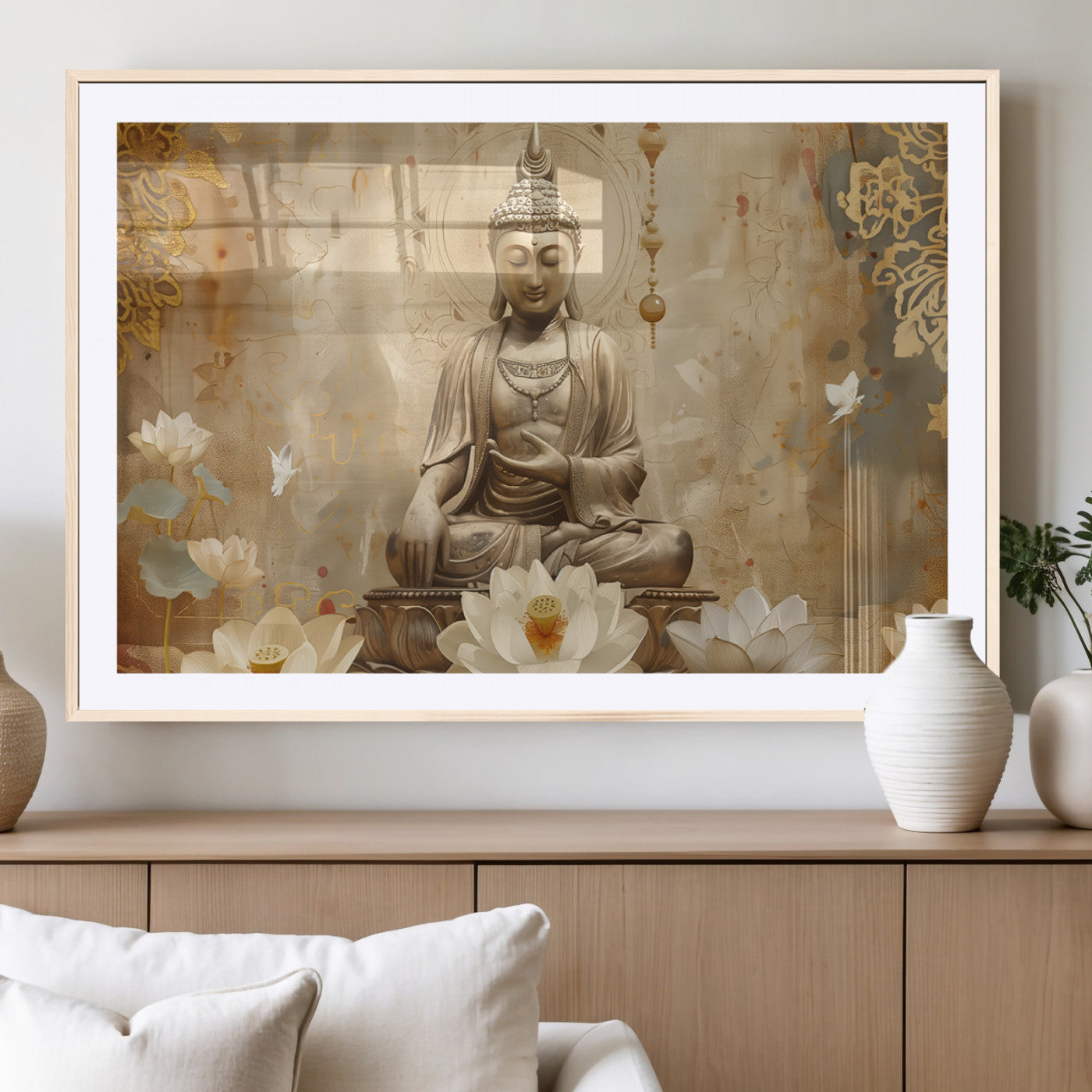 MGC-FP-36x24 - Buddha Wall Art Canvas Print, Buddha Meditation Room Decor, Yoga Room Wall Decor