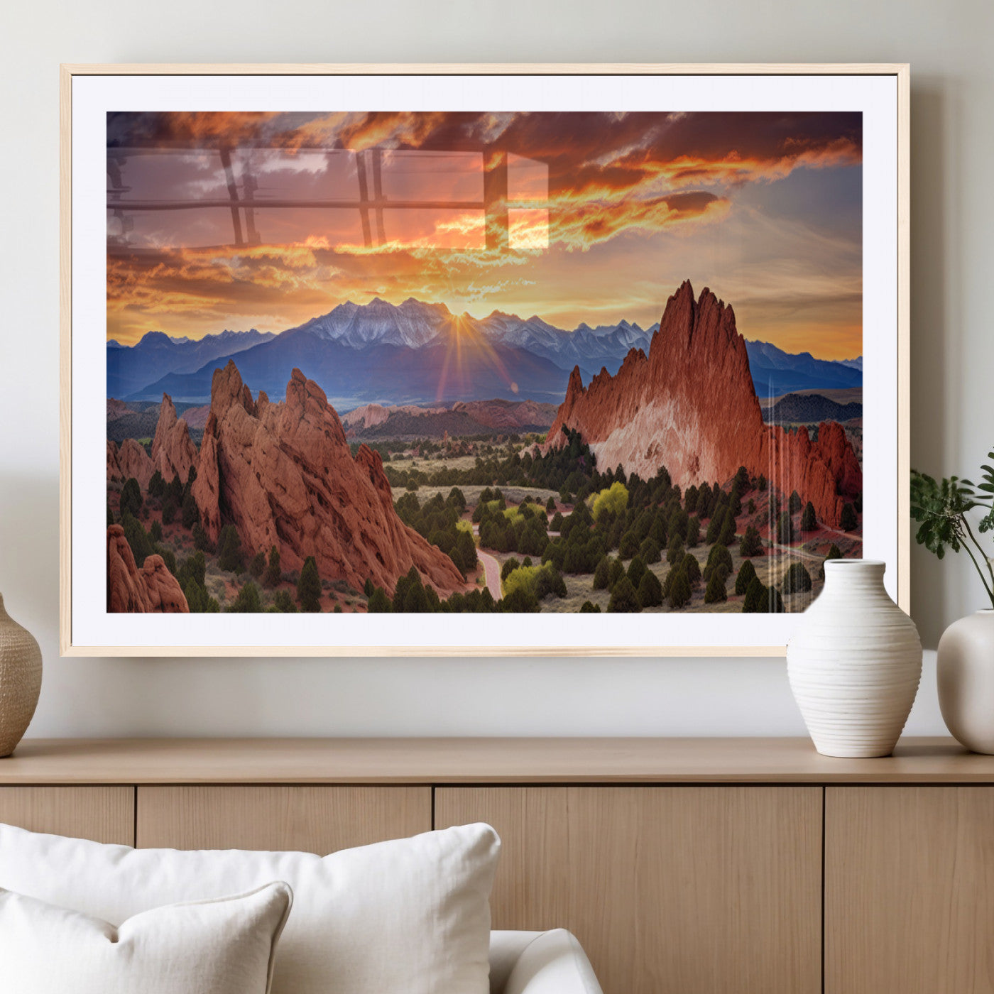 MGC-FP-36x24 - Rocky Mountains Sunset Wall Art Canvas Print – Ready to Hang, Framed Colorado Landscape