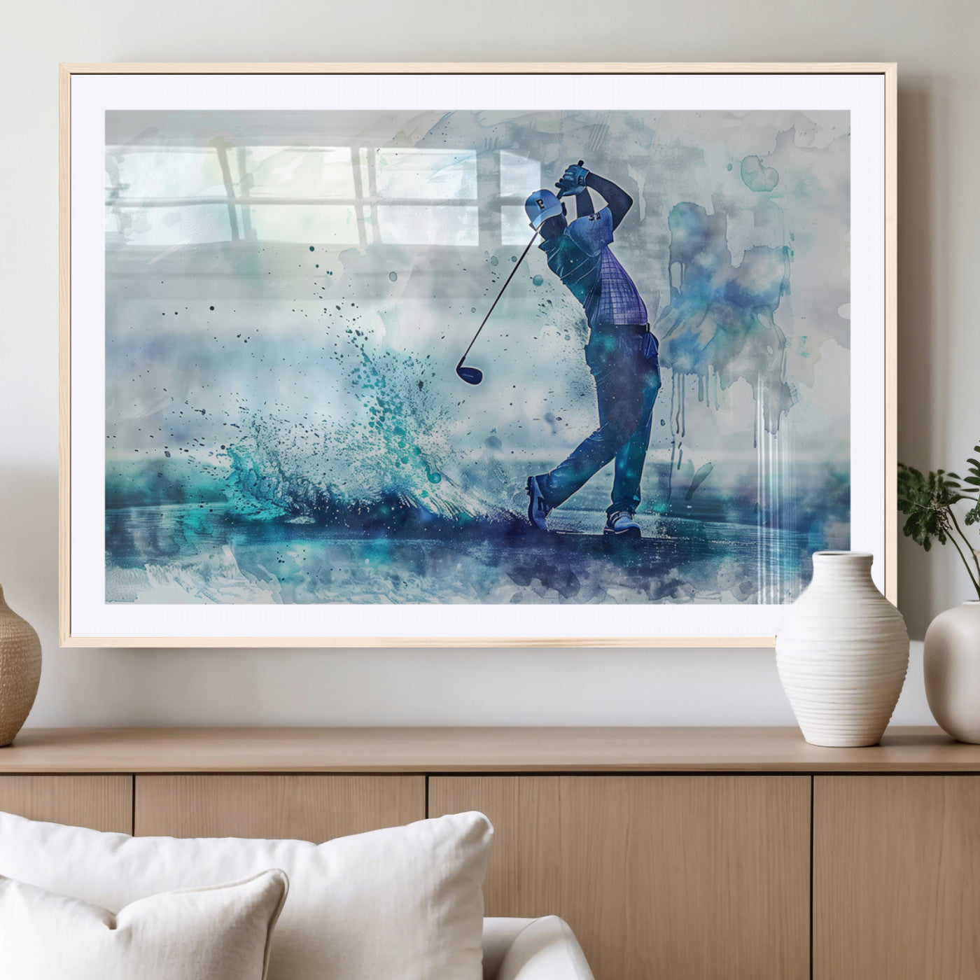 MGC-FP-36x24 - Golf Swing Wall Art Canvas Print - Sports-Inspired Watercolor Decor - Ready to Hang