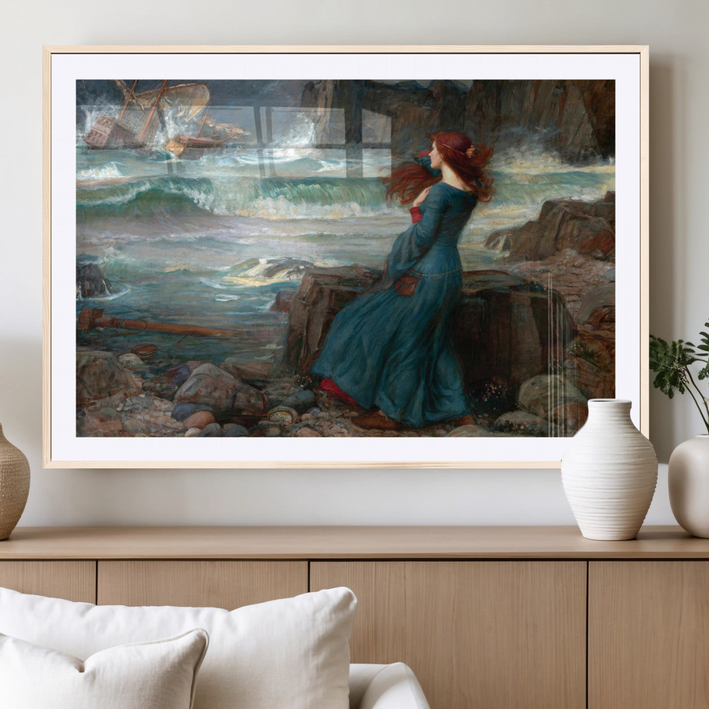 -Miranda by the Shore Wall Art Canvas Print – Tempest Scene Ocean Storm – Ready to Hang