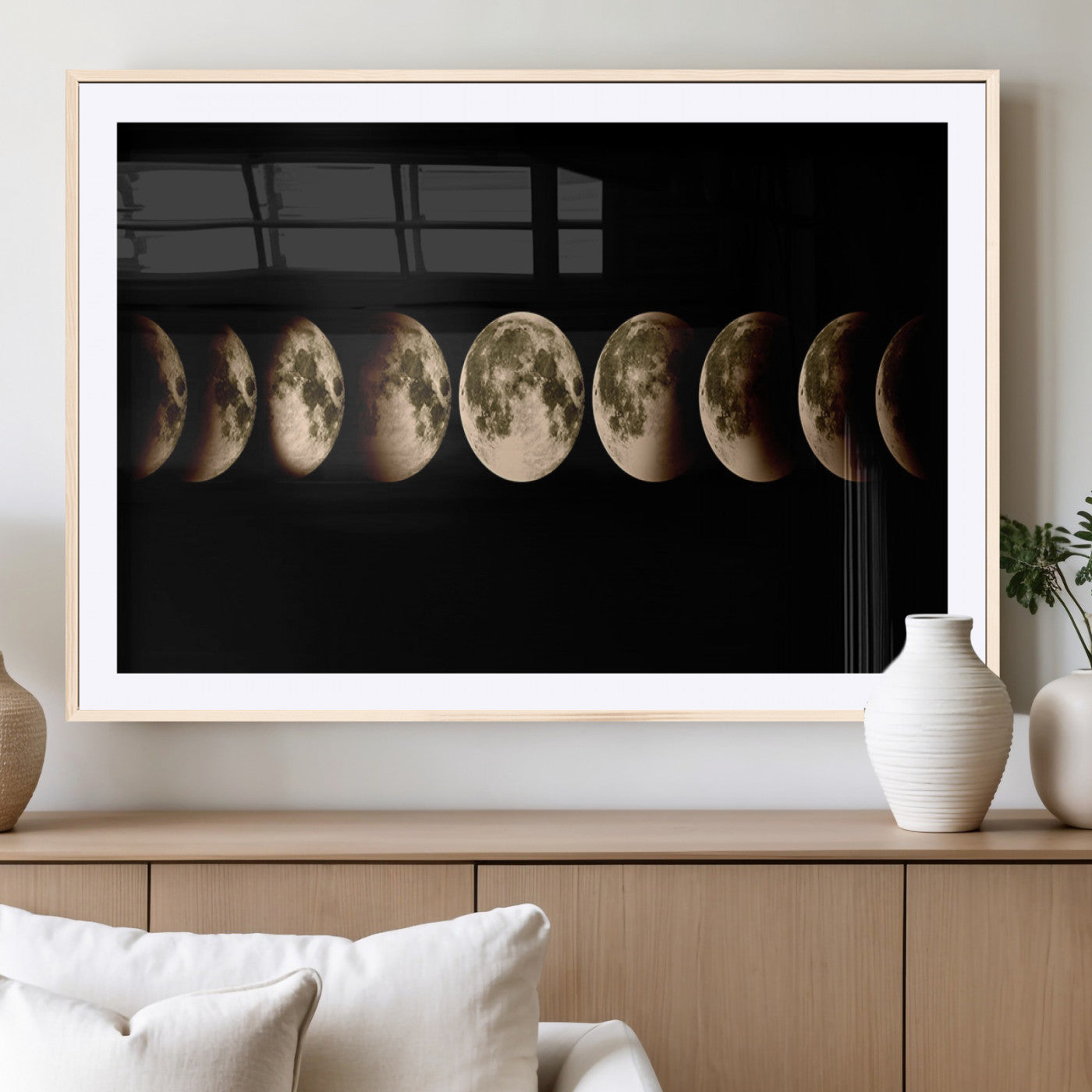 MGC-FP-36x24 - Phases of the Moon Wall Art | Canvas Print for Modern Wall Decor | Ready to Hang and Framed