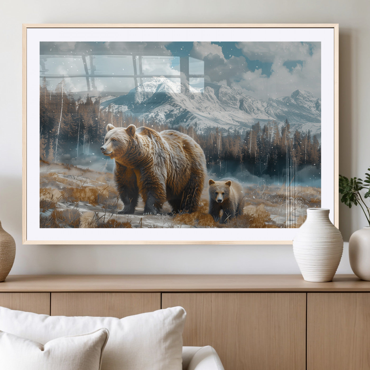 MGC-FP-36x24 - Bear and Baby Bear Wall Art Canvas Print