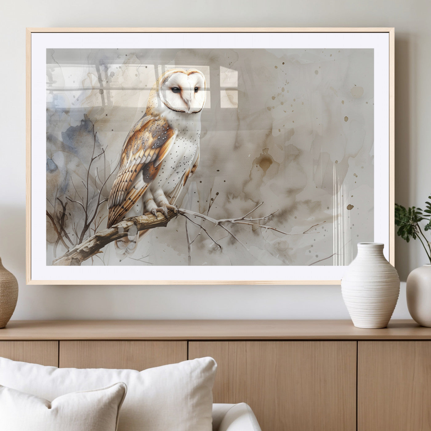 MGC-FP-36x24 - Barn Owl Wall Art | Watercolor Canvas Print | Perfect for Farmhouse Wall Decor | Ready to Hang
