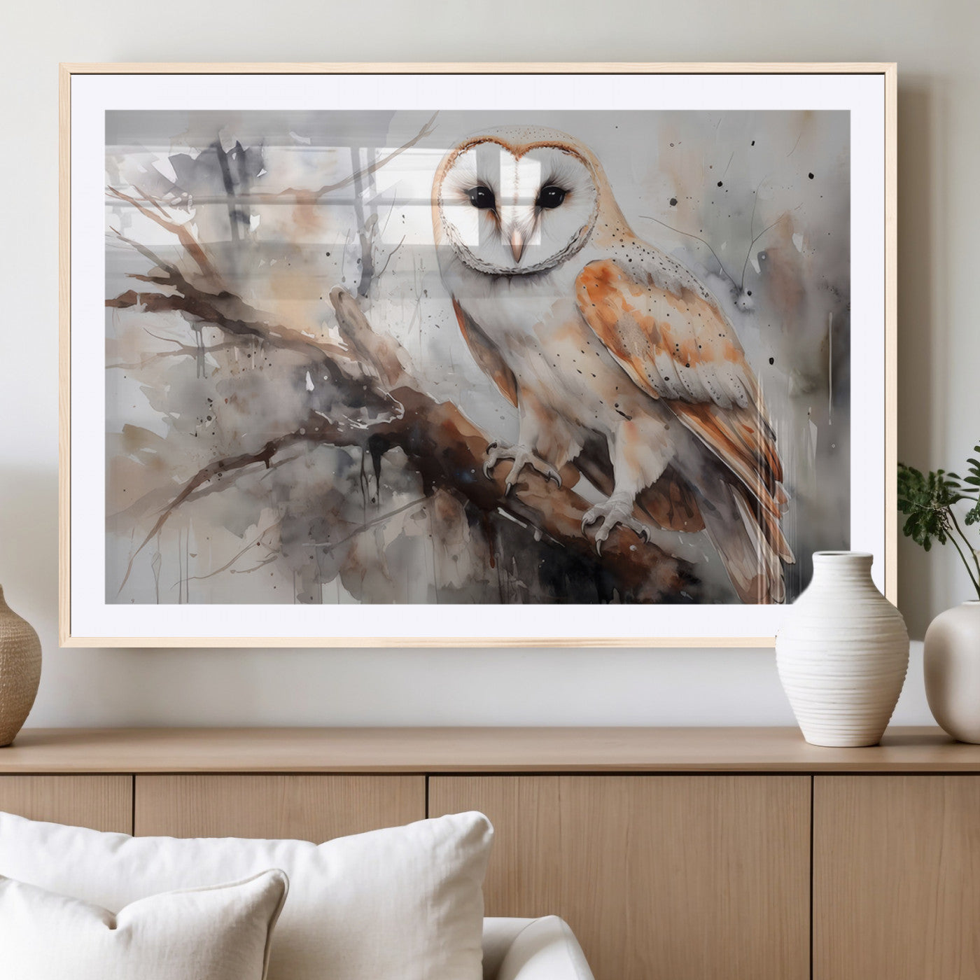 MGC-FP-36x24 - Barn Owl Wall Art | Watercolor Barn Owl Canvas Print | Perfect for Farmhouse Wall Decor | Ready to