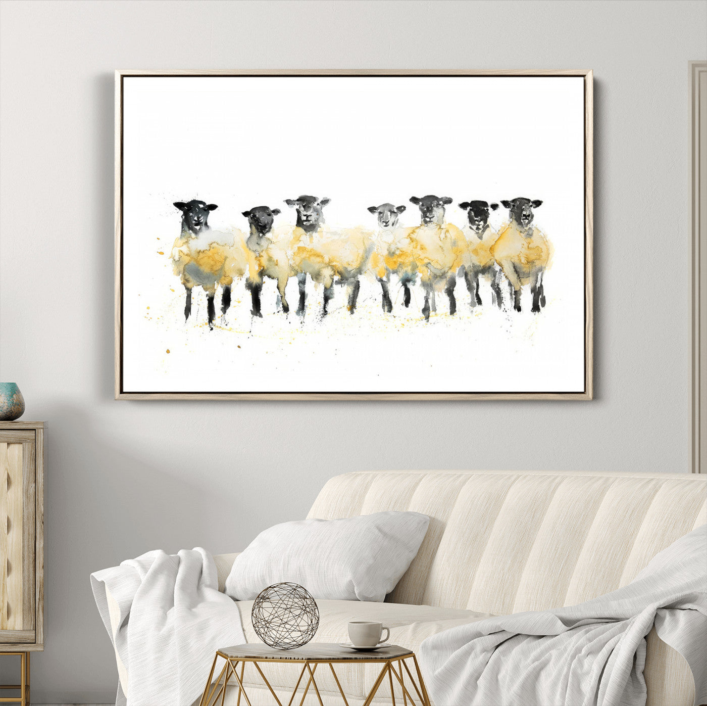 72612-MGV-CV-36X24-Farmhouse Wall Art Sheep Print | Ready to Hang Framed Canvas | Rustic Barn Decor