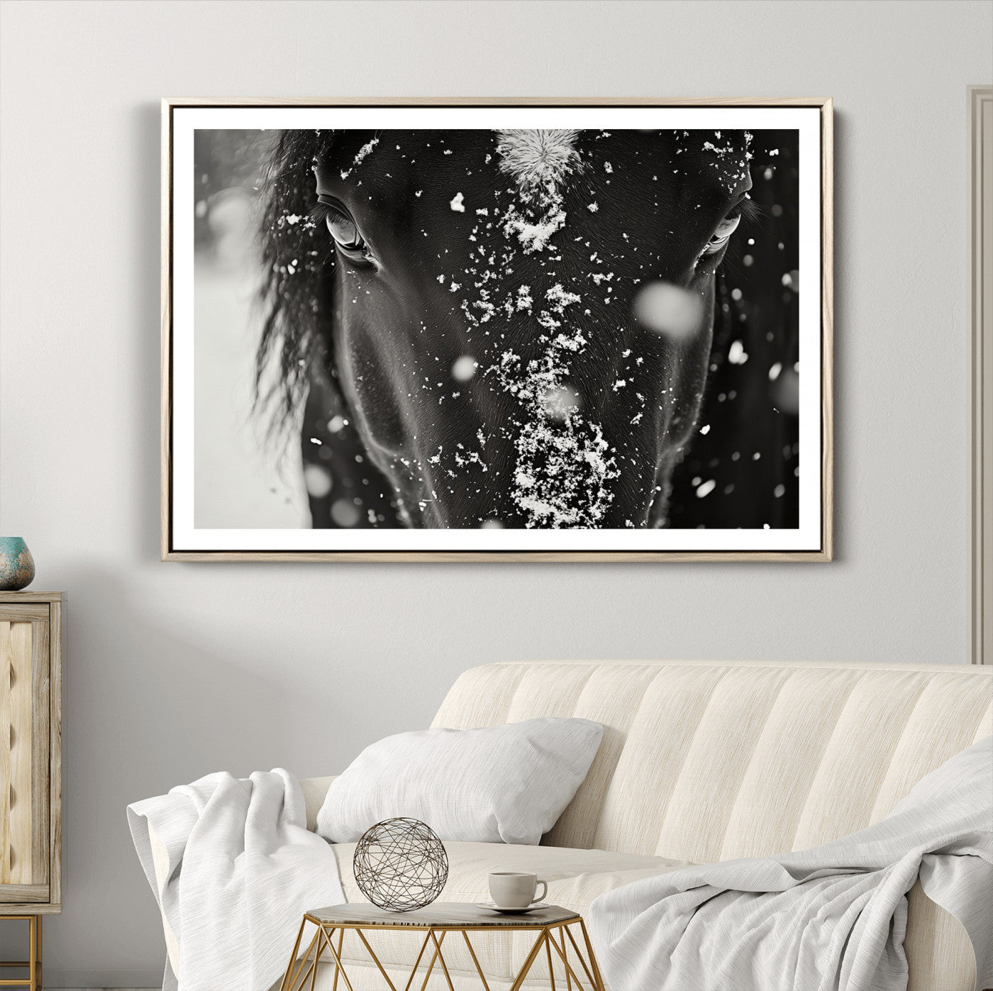 73281-MGV-CV-36X24-Winter Horse Snow Wall Art Canvas Print