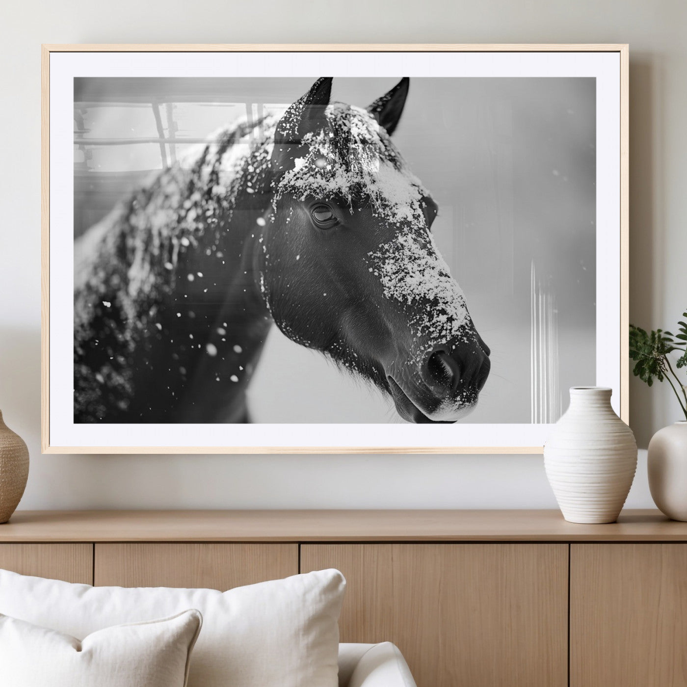 MGC-FP-36x24 - Horse Canvas Print - Winter Horse Snow Wall Art Canvas Print