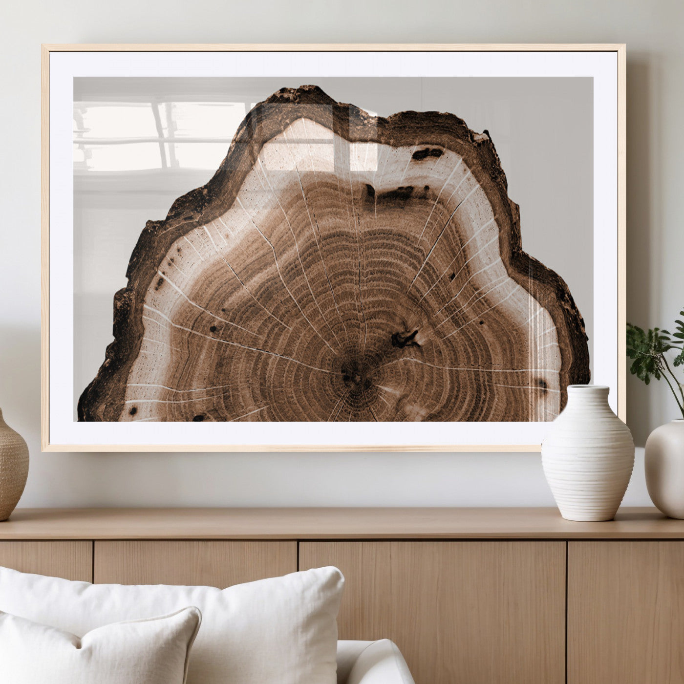 45195-MGV-CV-36X24-Rustic Wood Rings Wall Art | Nature-Inspired Tree Ring Canvas Print | Ready to Hang and Framed for