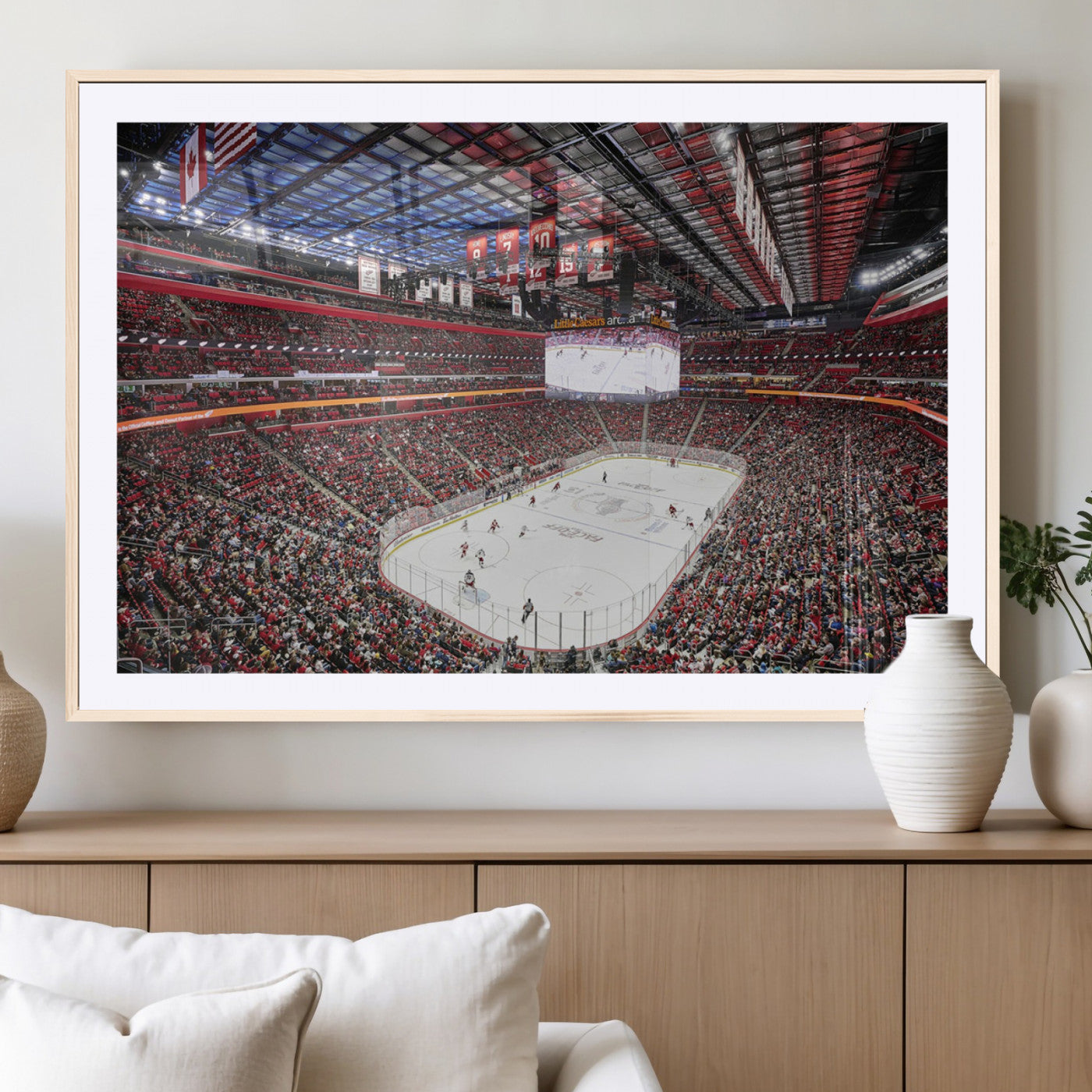 MGC-FP-36x24 - Barton Malow Little Caesars Arena Detroit Wall Art Canvas Print - Detroit Hockey and Basketball