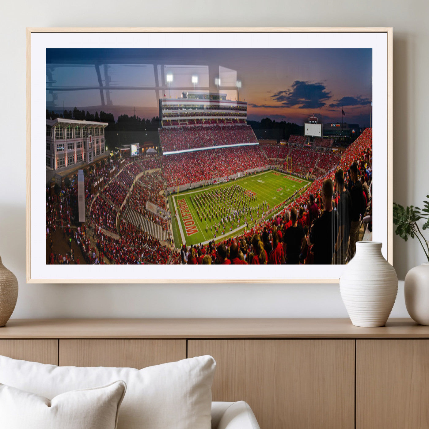 MGC-FP-36x24 - NC State Wolfpack Football Team Print - Raleigh Carter-Finley Stadium Wall Art Canvas Print