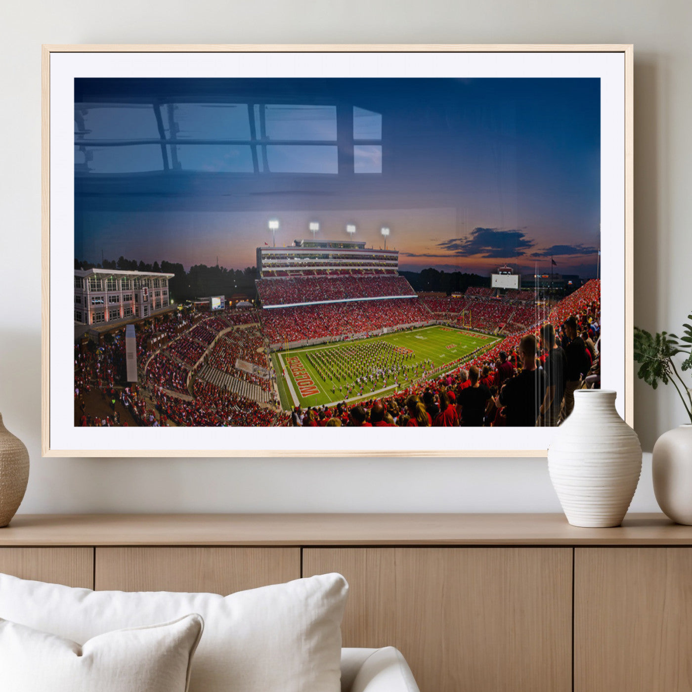 MGC-FP-36x24 - NC State Wolfpack Football Team Print - Raleigh Carter-Finley Stadium Wall Art Canvas Print