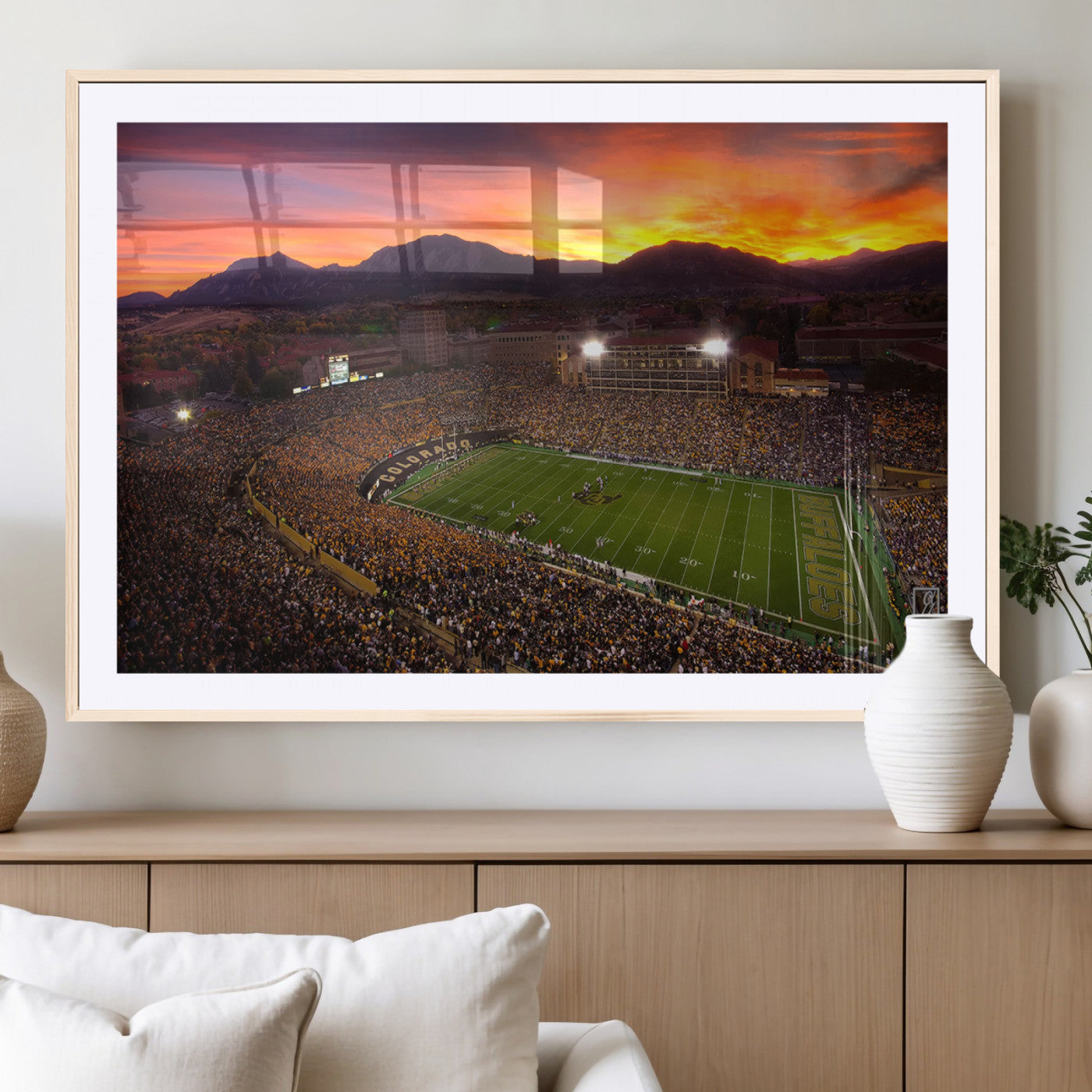MGC-FP-36x24 - Colorado Buffaloes Football Team Print - Boulder Folsom Field Stadium Wall Art Canvas Print