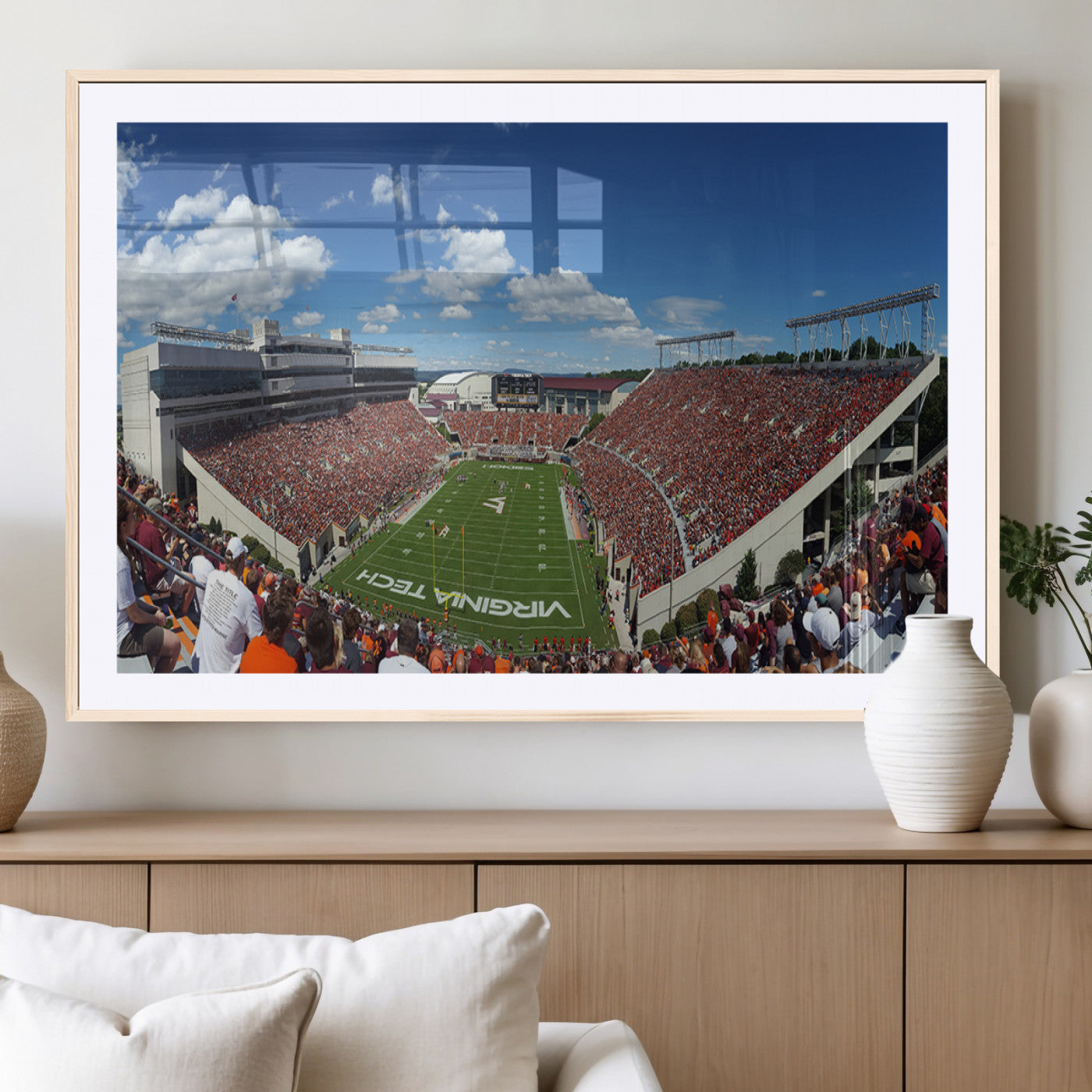 MGC-FP-36x24 - Virginia Tech Hokies Football Team Print - Blacksburg Lane Stadium Wall Art Canvas Print