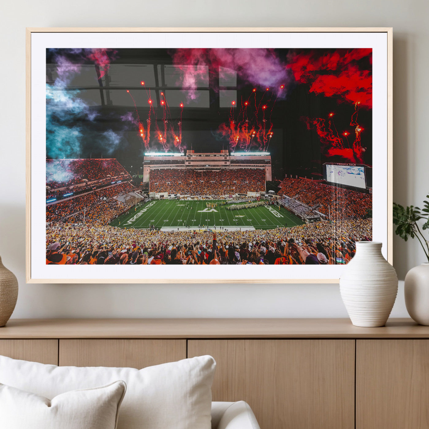 MGC-FP-36x24 - Virginia Tech Hokies Football Team Print - Blacksburg Lane Stadium Wall Art Canvas Print