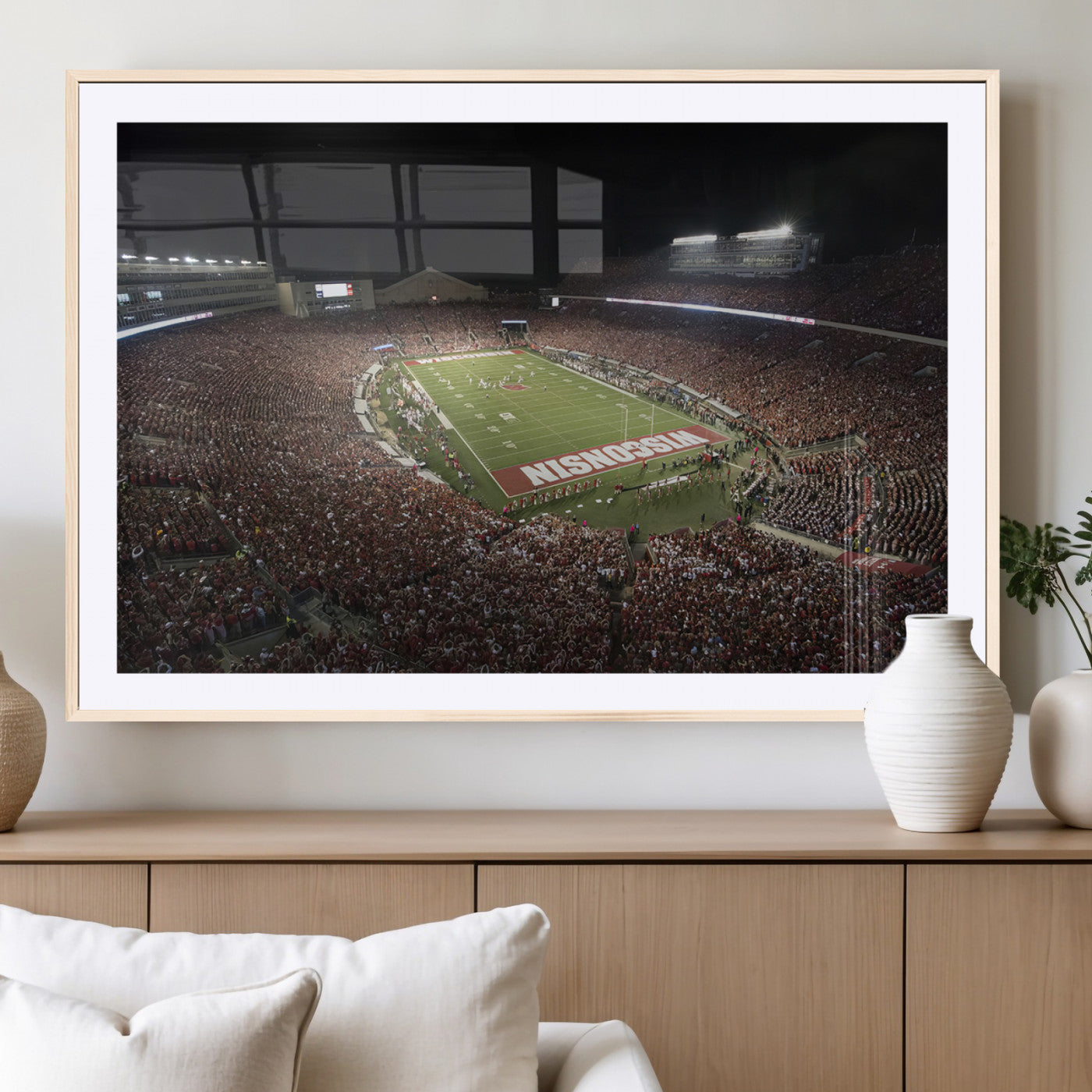 MGC-FP-36x24 - Wisconsin Badgers Football Team Print - Madison Camp Randall Stadium Wall Art Canvas Print