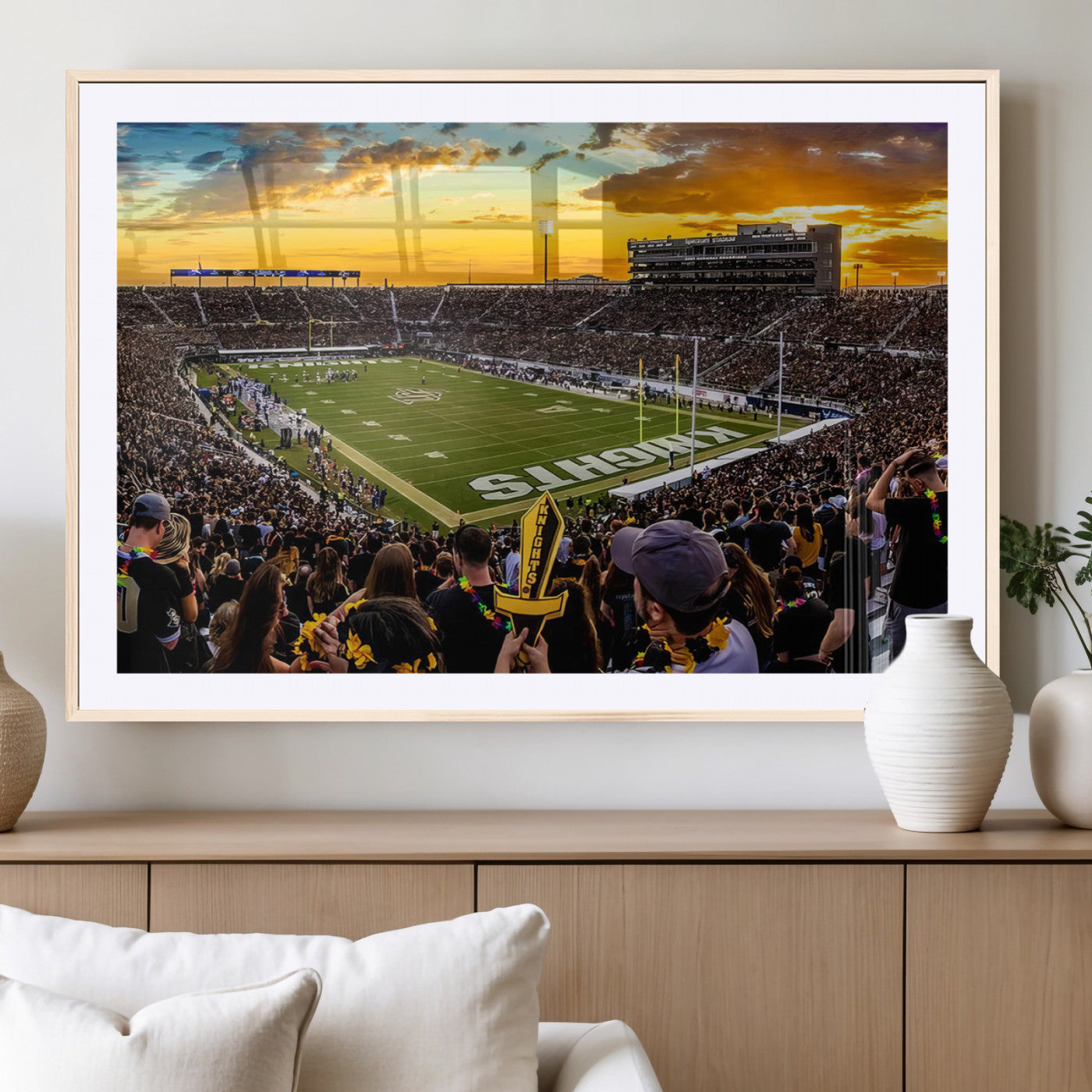 MGC-FP-36x24 - UCF Knights Football Team Print - Orlando FBC Mortgage Stadium, UCF Knights Wall Art Canvas Print