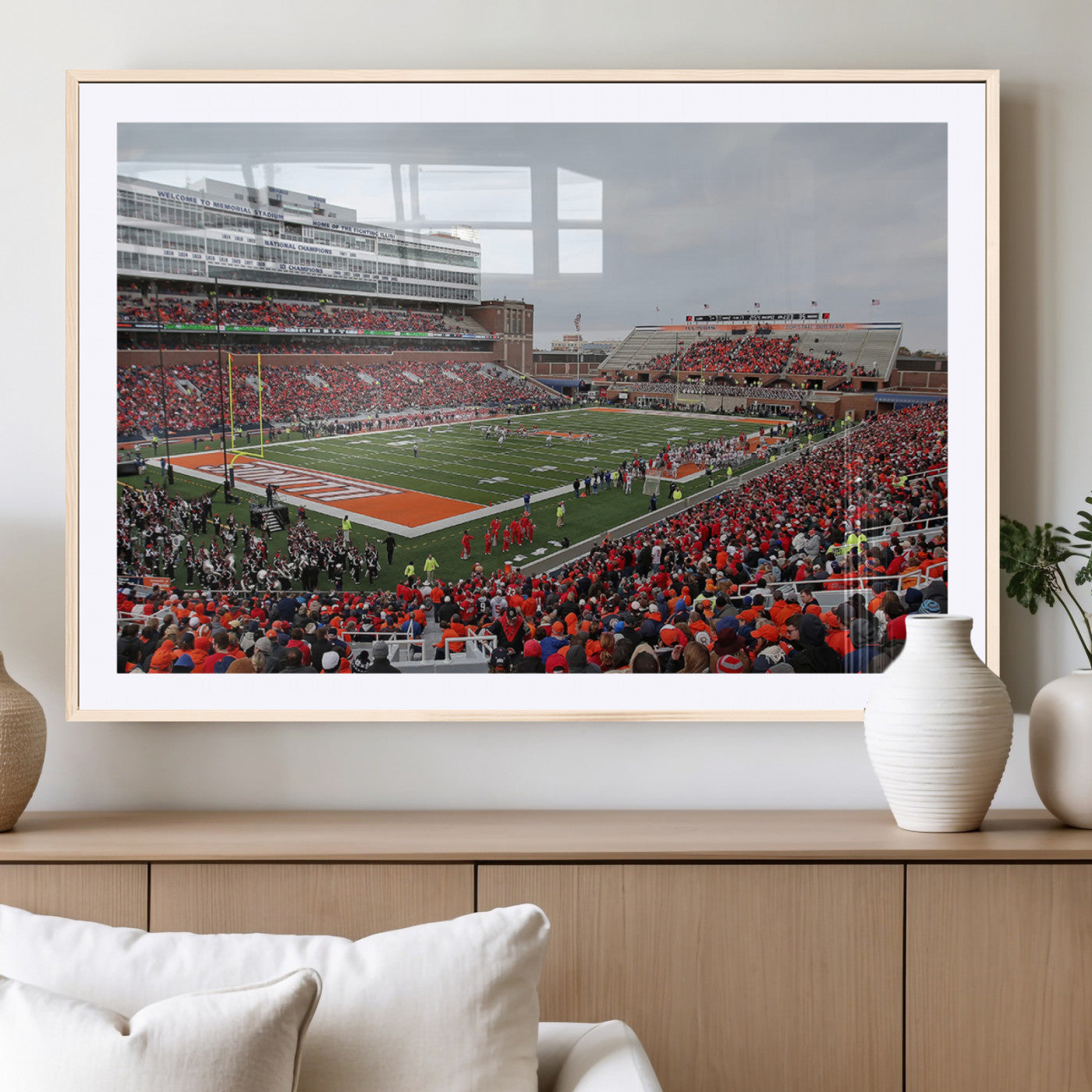 MGC-FP-36x24 - University of Illinois Fighting Illini Football Team Print - Champaign Illinois Memorial Stadium