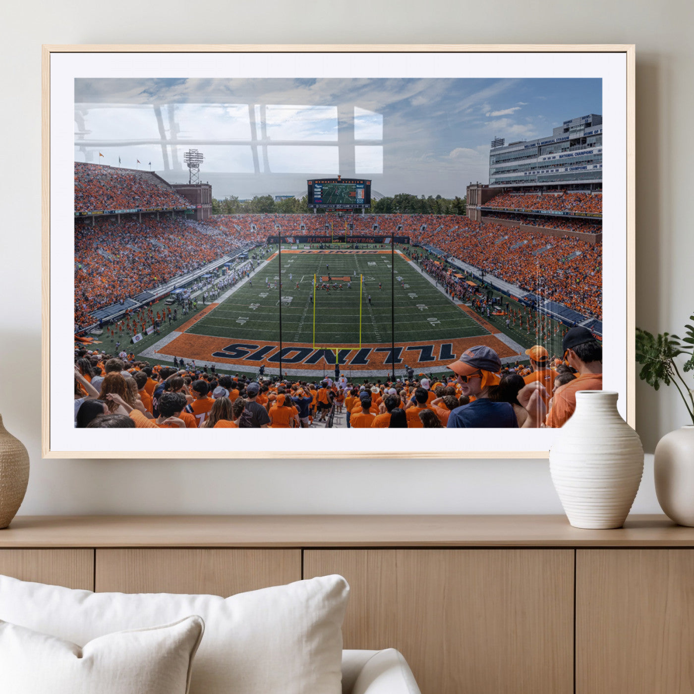 MGC-FP-36x24 - University of Illinois Fighting Illini Football Team Print Canvas - Champaign Illinois Memorial