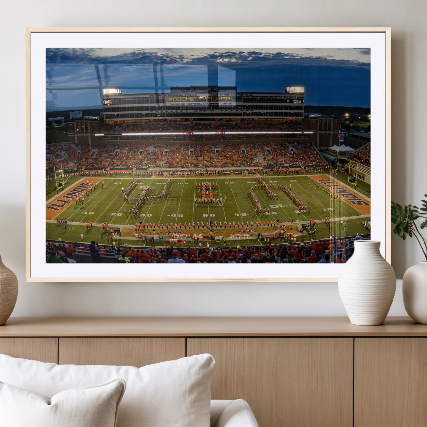 MGC-FP-36x24 - University of Illinois Fighting Illini Football Team Print - Champaign Illinois Memorial Stadium