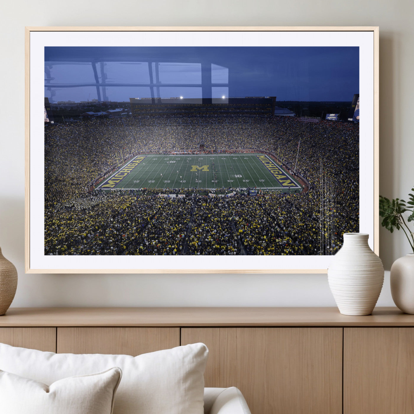 MGC-FP-36x24 - University of Michigan Wolverines Football Team Print - Ann Arbor Michigan Stadium Wall Art Canvas