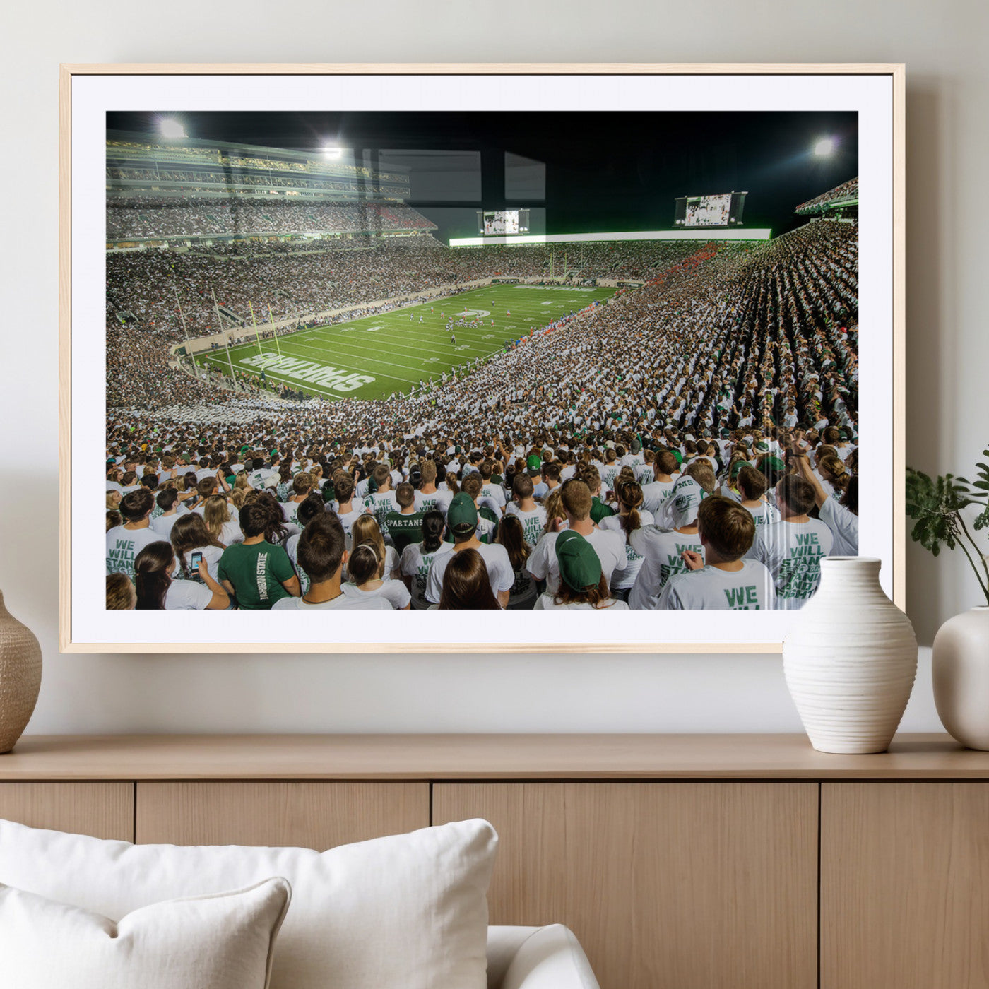 MGC-FP-36x24 - Michigan State Spartans Football Canvas Print - East Lansing Spartan Stadium Wall Art Canvas Print