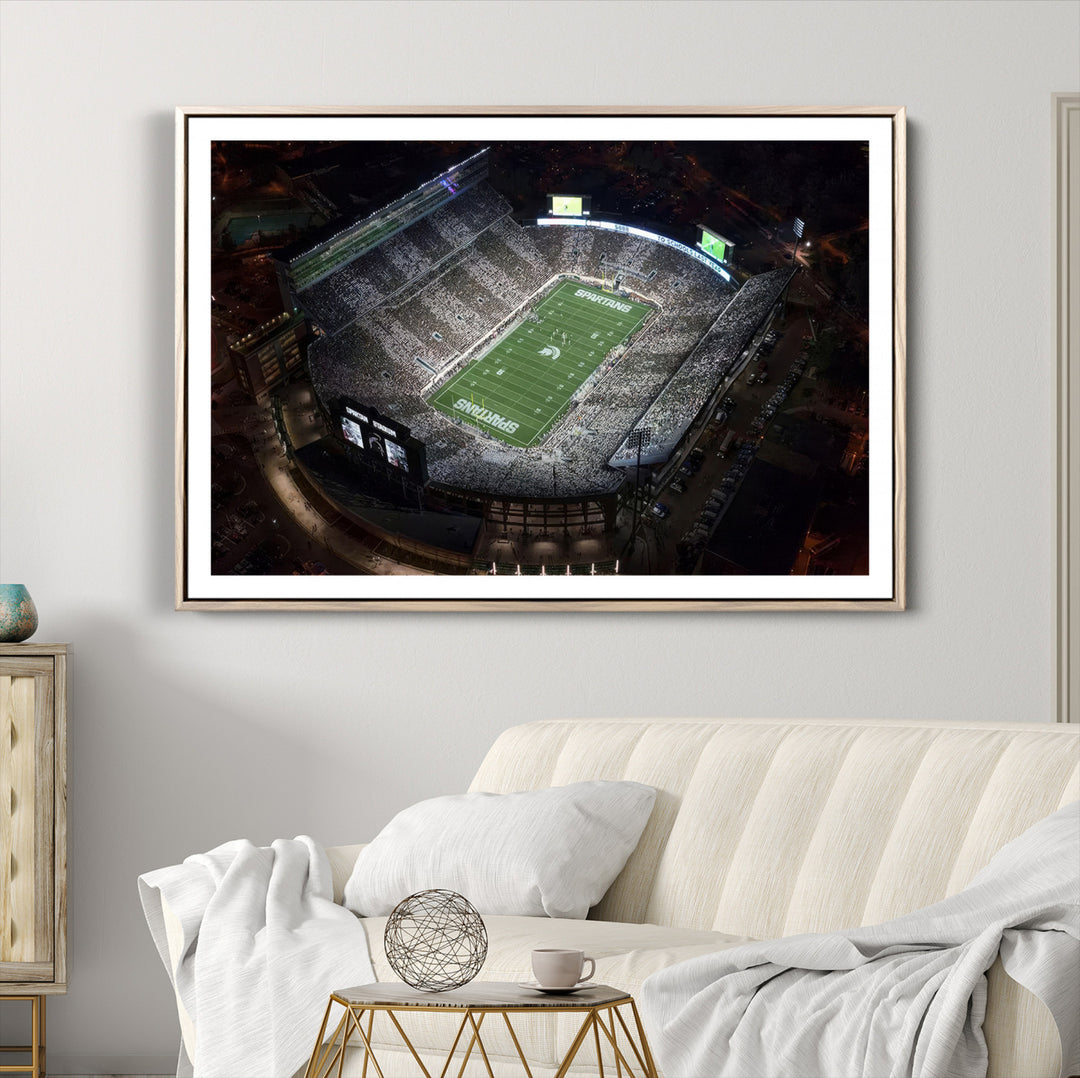 Michigan State Spartans Football Team Print - East Lansing Spartan Stadium Print Wall Art