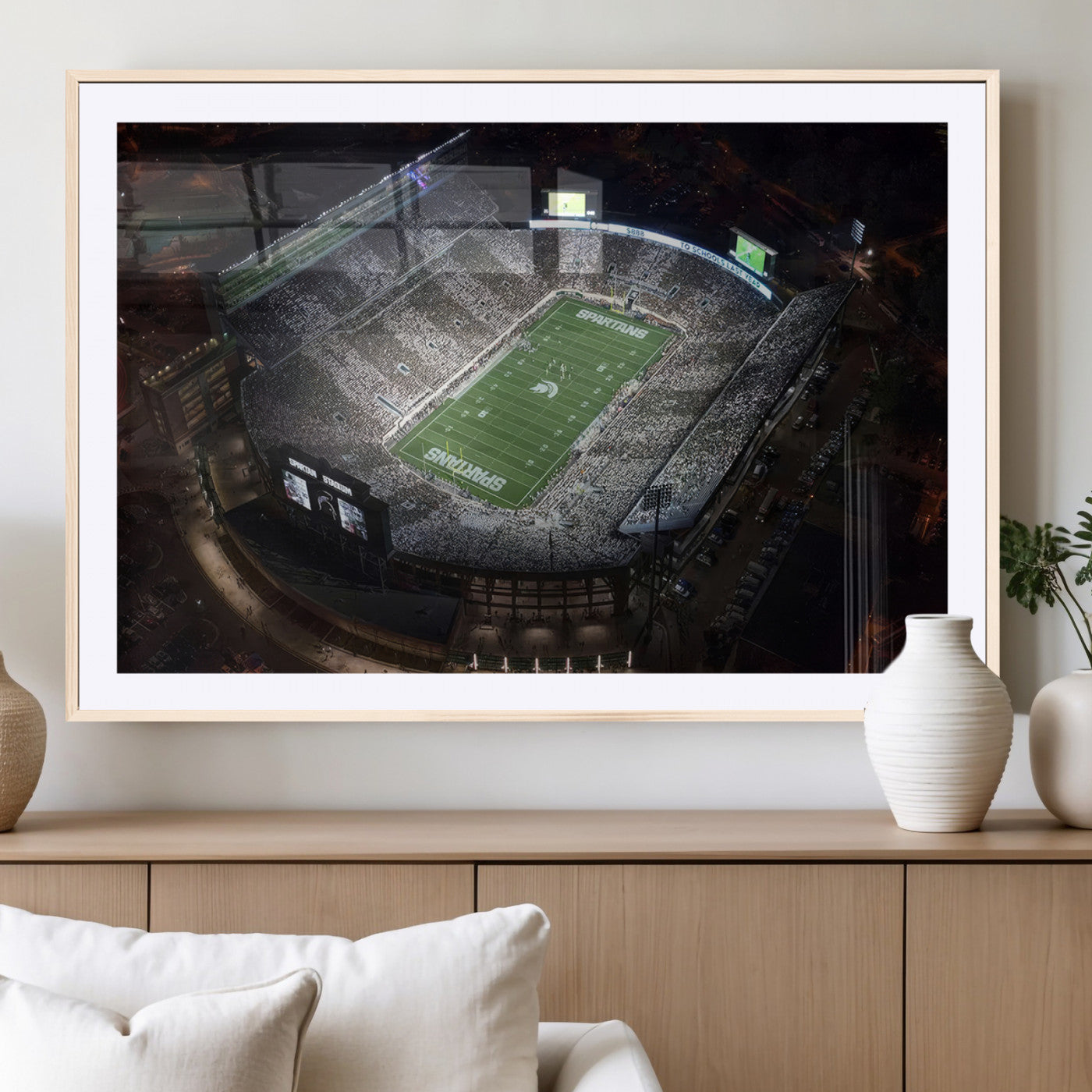 MGC-FP-36x24 - Michigan State Spartans Football Team Print - East Lansing Spartan Stadium Print Wall Art