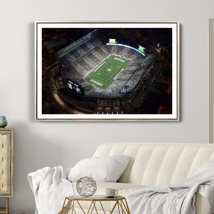 Michigan State Spartans Football Team Print - East Lansing Spartan Stadium Print Wall Art