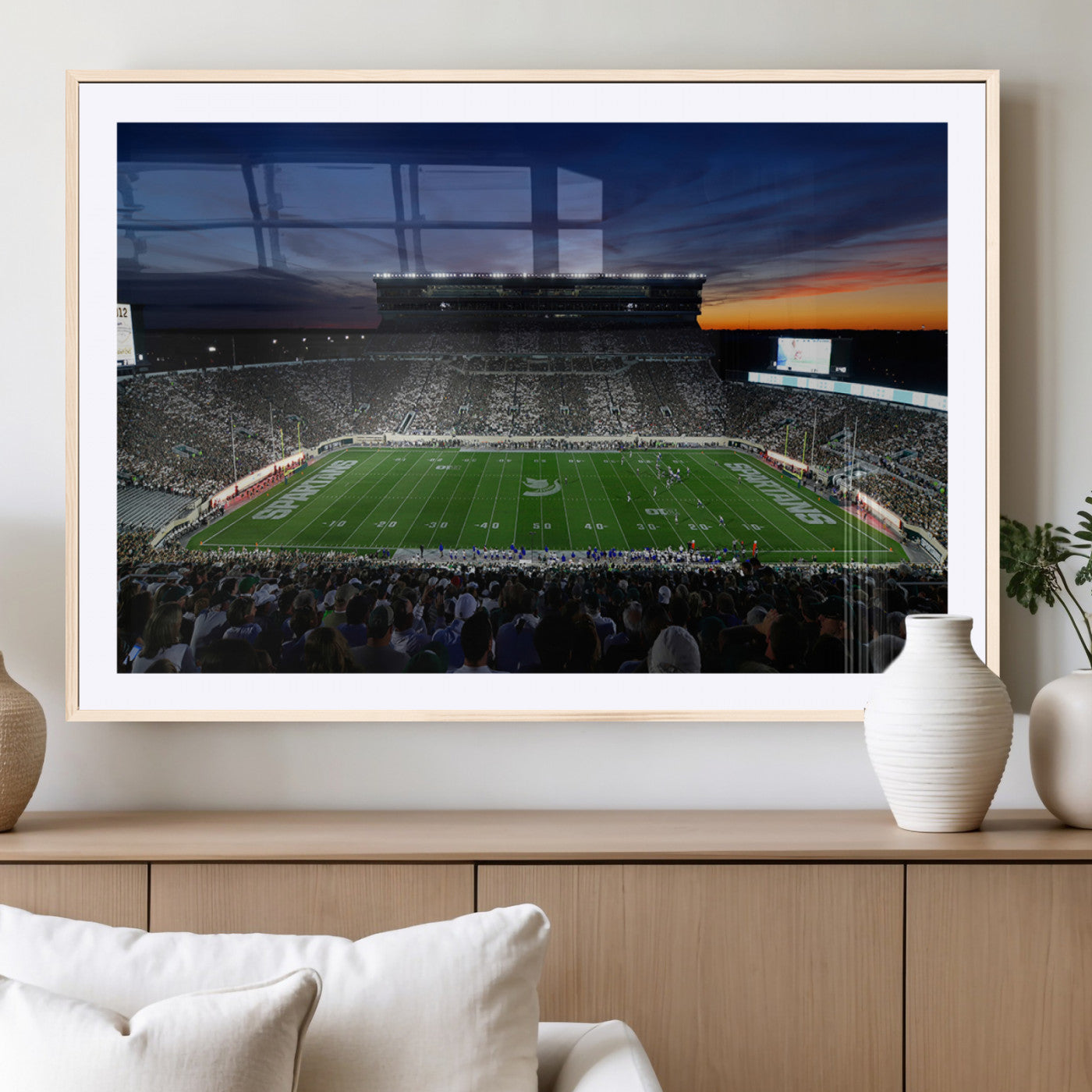 MGC-FP-36x24 - Michigan State Spartans Football Team Print - East Lansing Spartan Stadium Canvas Print
