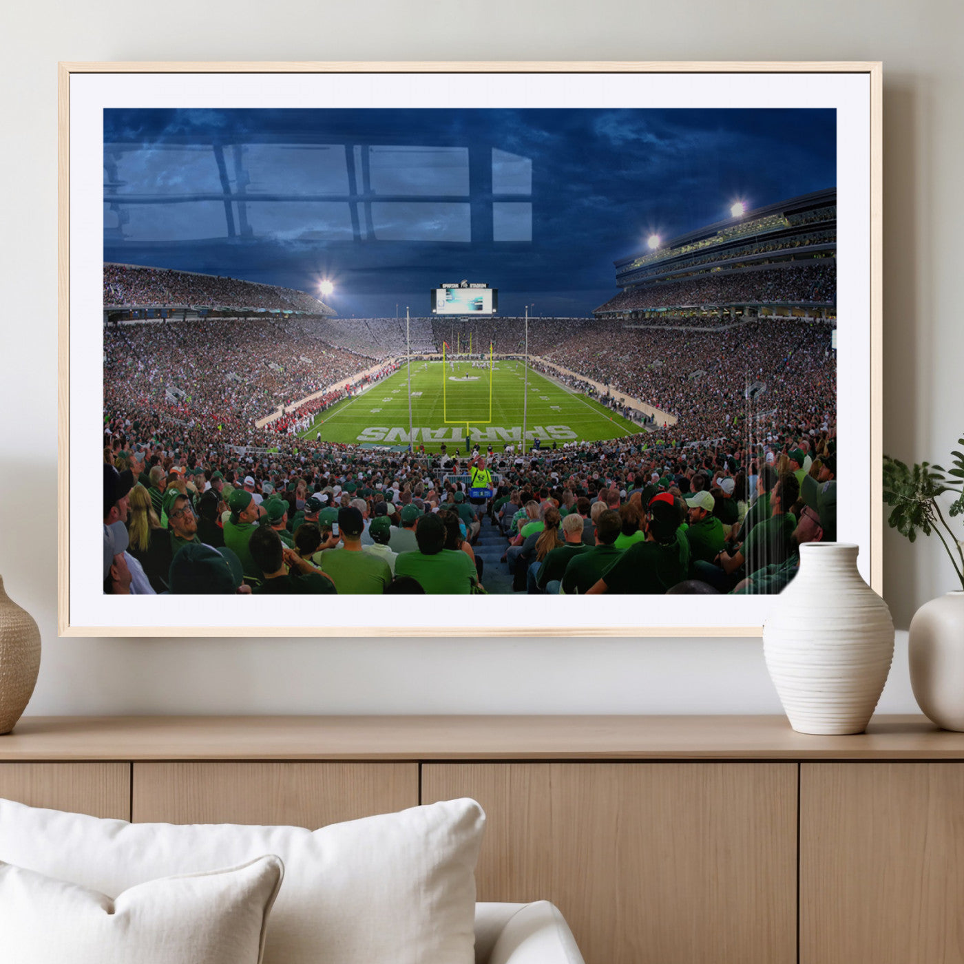 MGC-FP-36x24 - Michigan State Spartans Football Team Print - East Lansing Spartan Stadium Wall Art Canvas Print