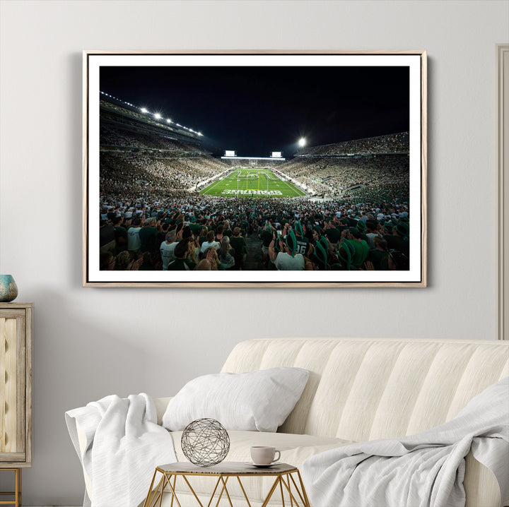 Michigan State Spartans Football Team Print - East Lansing Spartan Stadium Wall Art Canvas Print