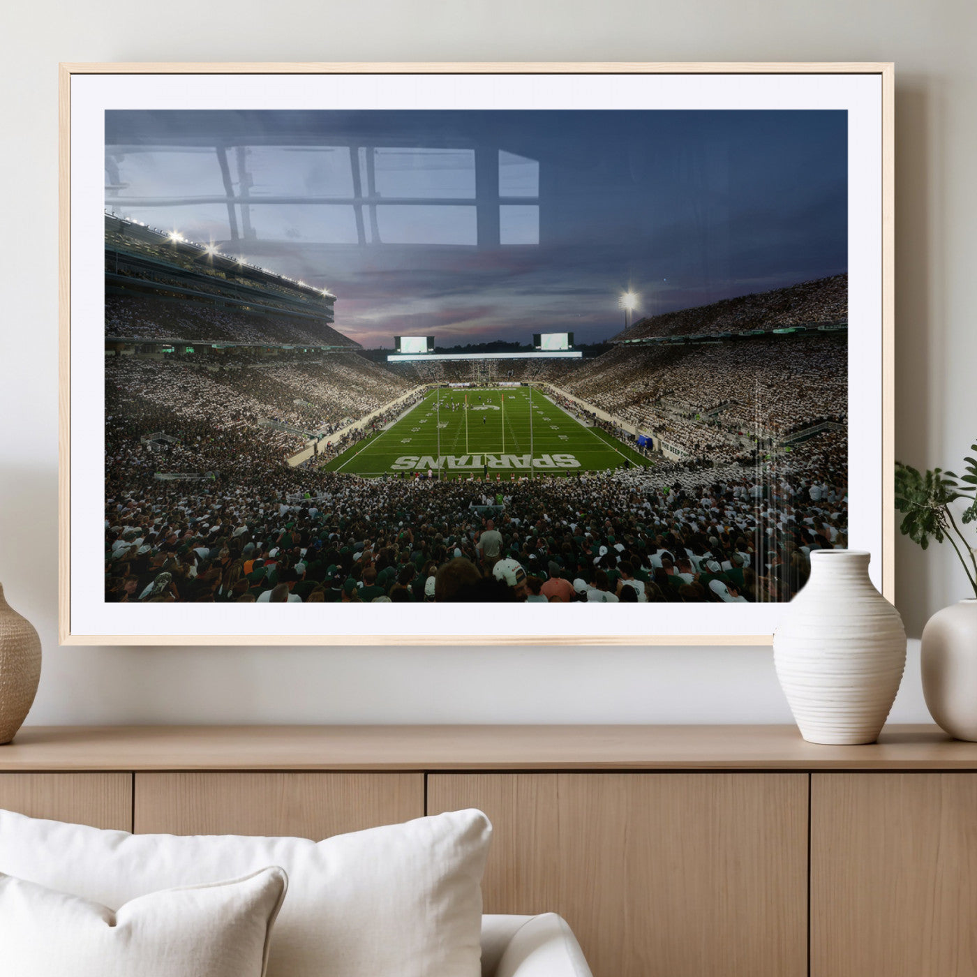 MGC-FP-36x24 - Michigan State Spartans Football Team Print - East Lansing Spartan Stadium Canvas Print