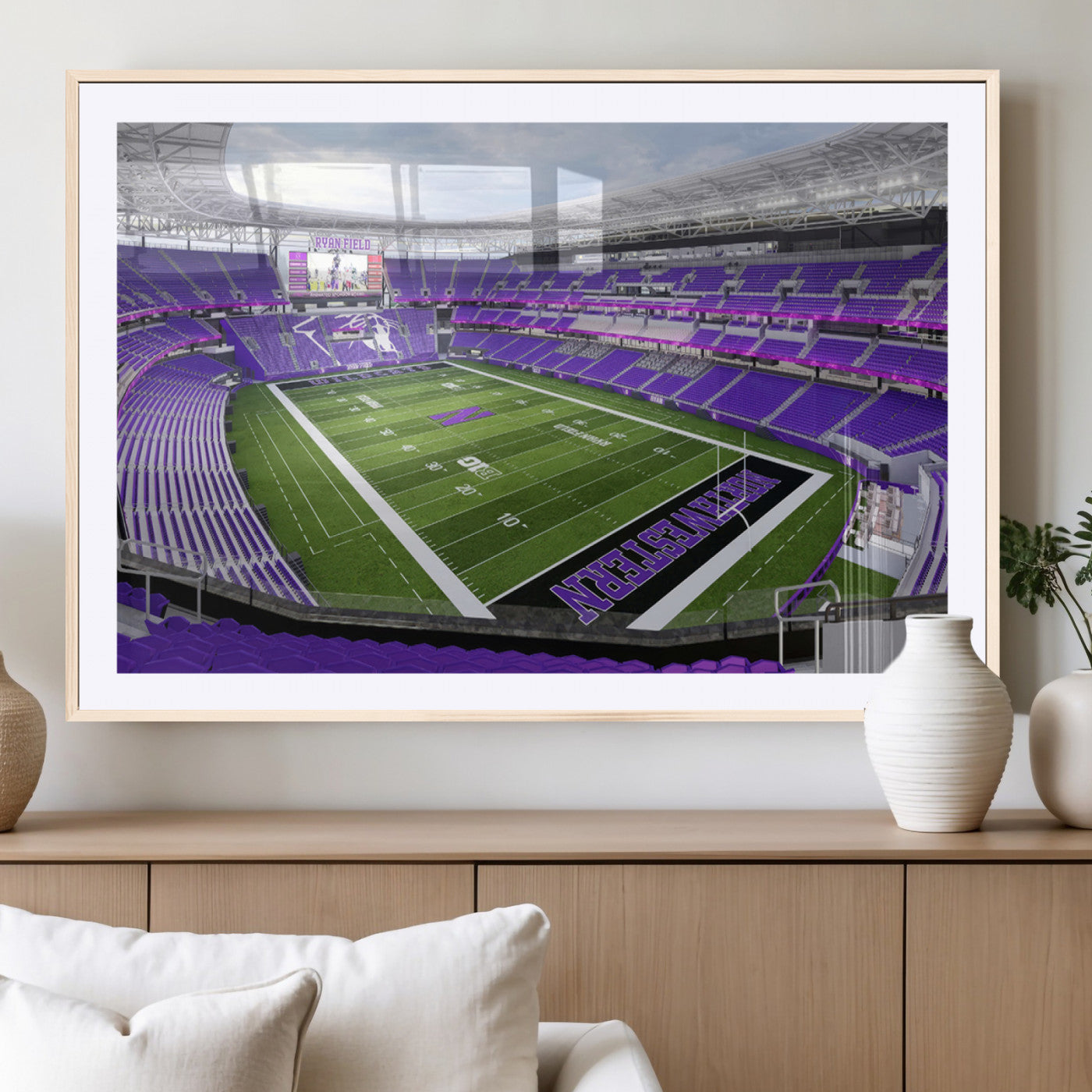 MGC-FP-36x24 - Northwestern University Wildcats Football Team Print - Evanston Ryan Field Wall Art Canvas Print