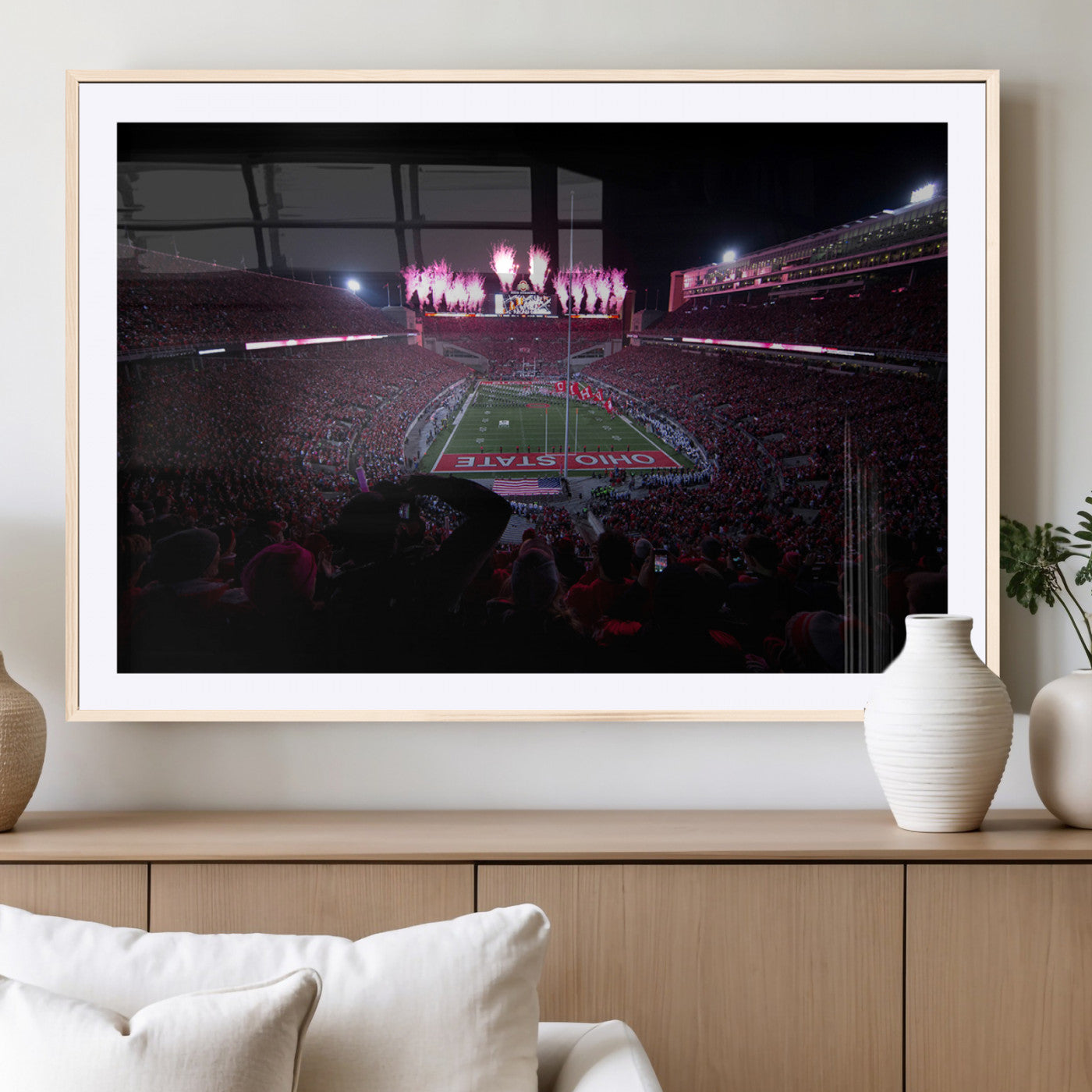 MGC-FP-36x24 - Ohio State University Buckeyes Football Team Print - Columbus Ohio Stadium Wall Art Canvas Print