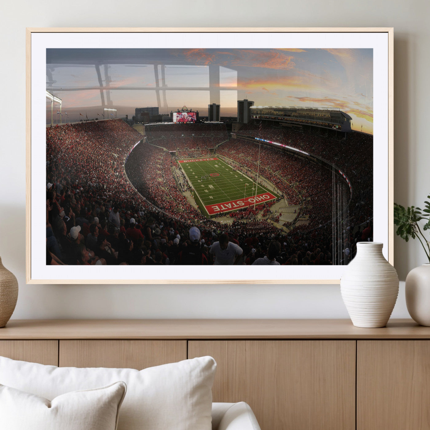 MGC-FP-36x24 - Ohio State University Buckeyes Football Team Print - Columbus Ohio Stadium Wall Art Canvas Print