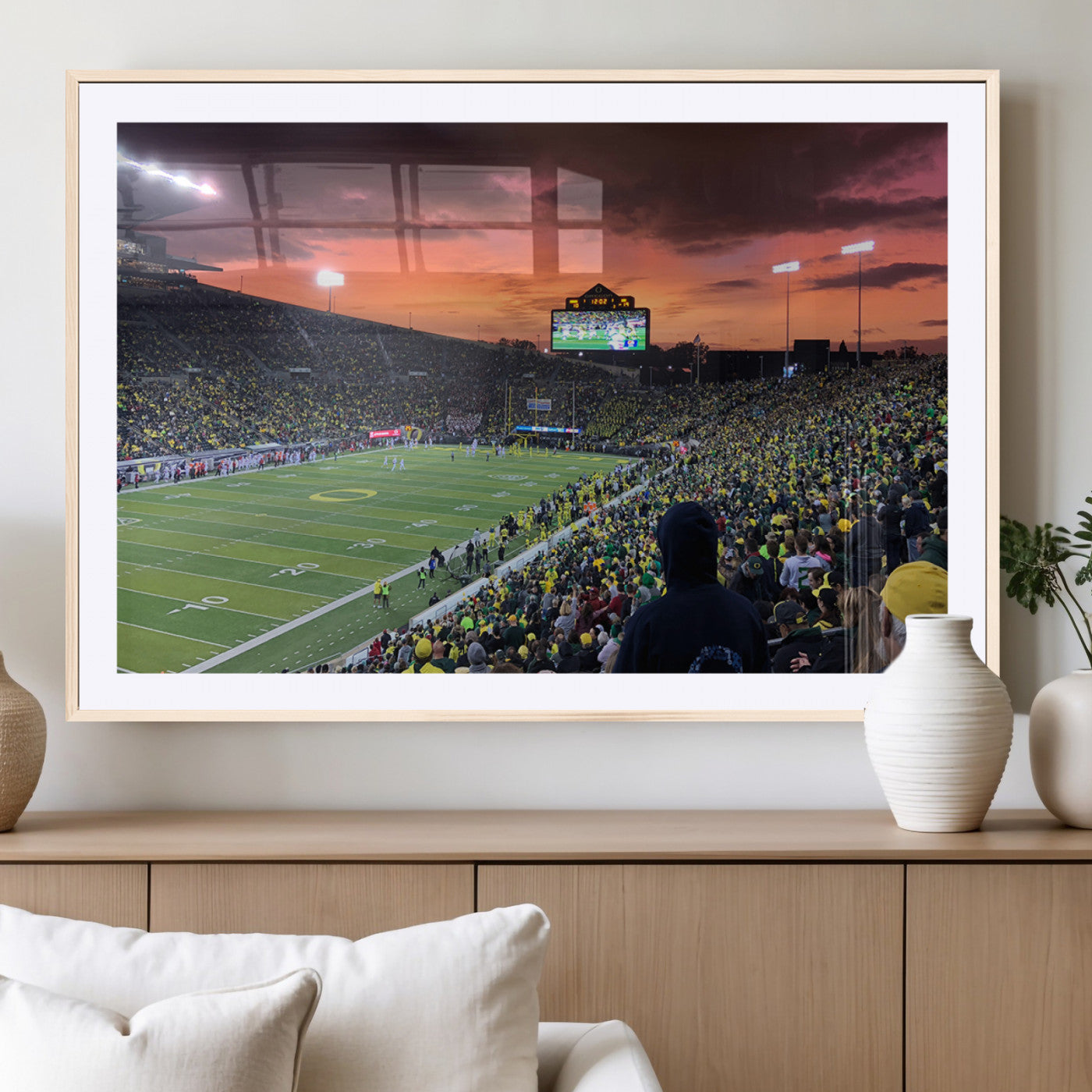 MGC-FP-36x24 - Eugene Autzen Stadium Canvas Wall Art Print – Sunset Over Iconic Football Field Wall Decor for Home