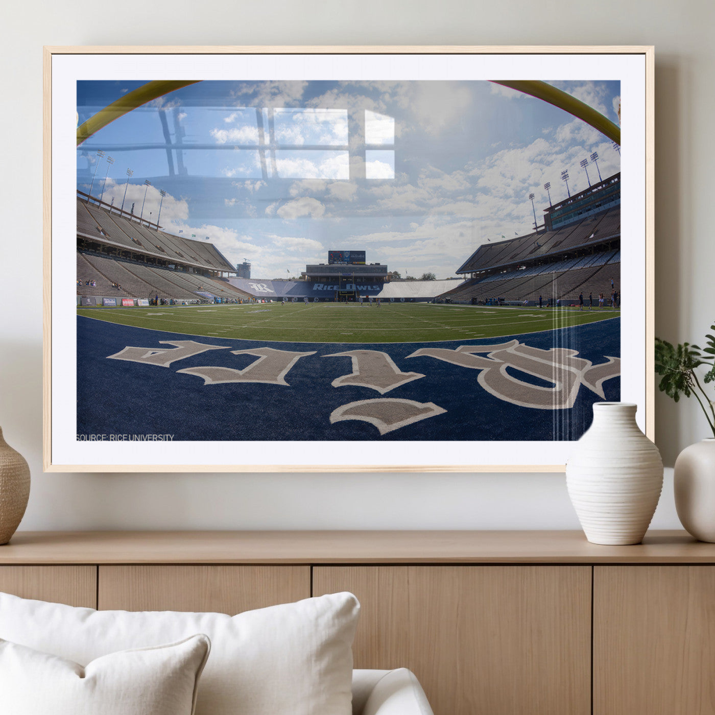 MGC-FP-36x24 - Rice University Owls Football Team Print - Houston Rice Stadium Wall Art Canvas Print