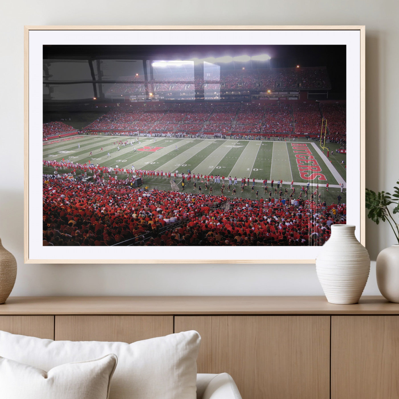 MGC-FP-36x24 - Rutgers University Scarlet Knights Football Team Print - Piscataway SHI Stadium Wall Art Canvas