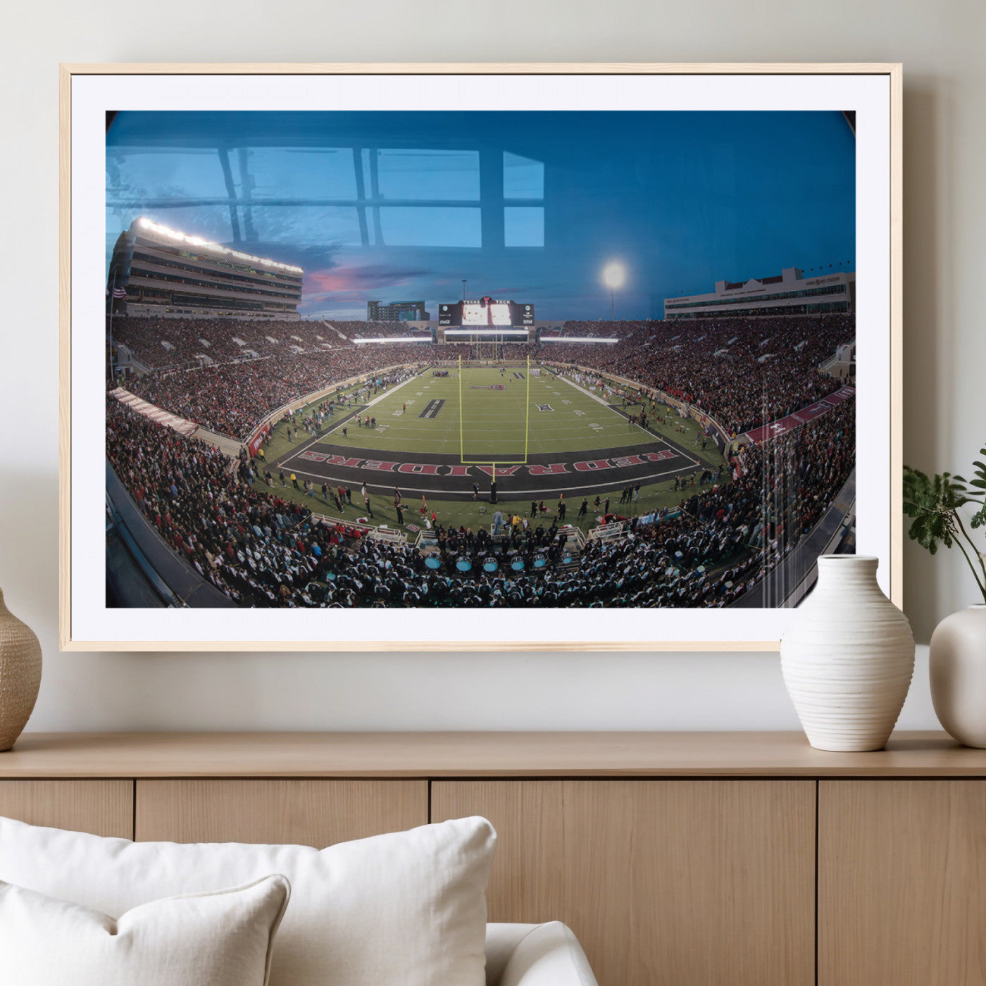 MGC-FP-36x24 - Texas Tech Red Raiders Canvas, Framed Football Team Print - Lubbock Jones AT&T Stadium Wall Art